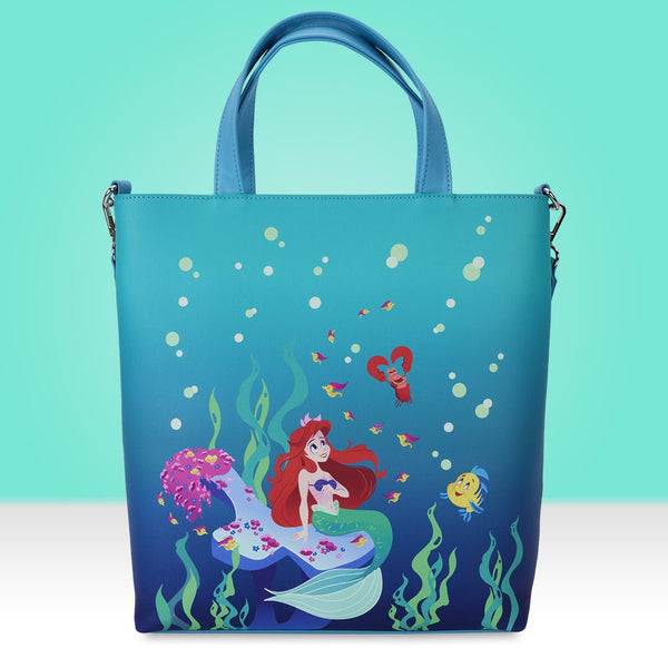 Loungefly Disney ❤️ Logo The Little Mermaid Ariel Embossed 2024 Tote Bag Wallet Set