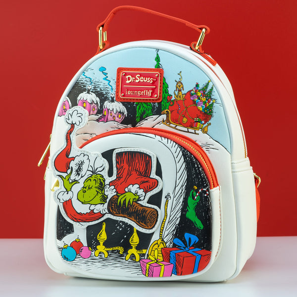 Loungefly Dr. popular Seuss The Grinch Chimney Thief Backpack NWT FREESHIP