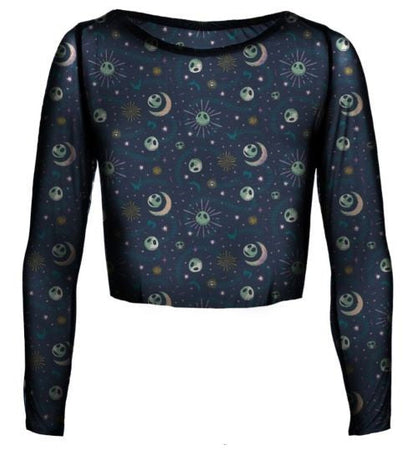 Nightmare Before Christmas Mystic Night Women's Cropped Mesh Top