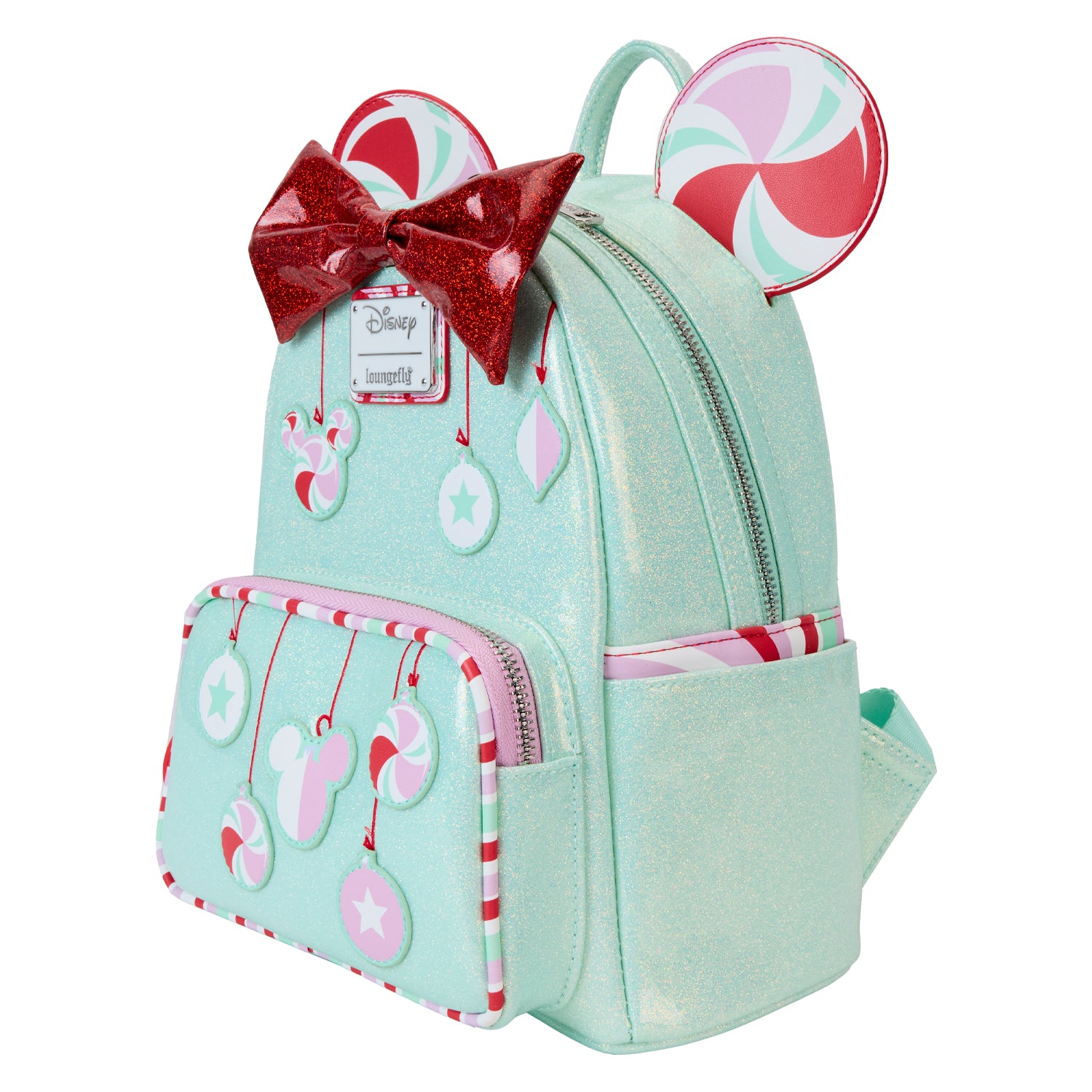 Loungefly x Disney Minnie Holiday Peppermint Ornaments Mini Backpack