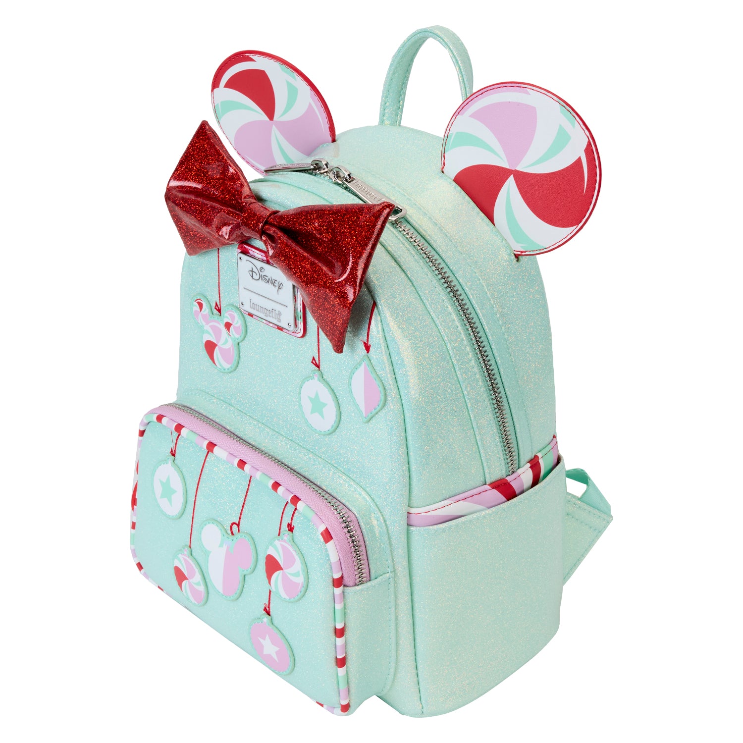 Loungefly x Disney Minnie Holiday Peppermint Ornaments Mini Backpack