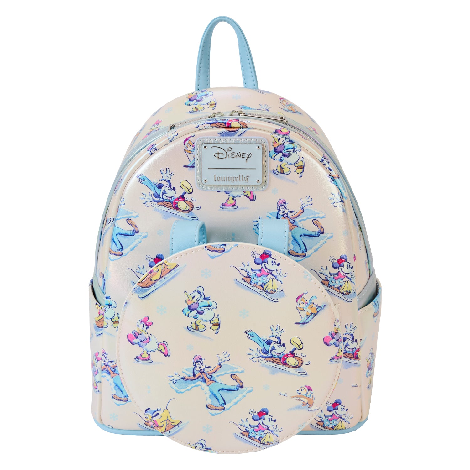 Loungefly x Disney Mickey And Friends Winter Wonderland AOP Mini Backpack With Headband