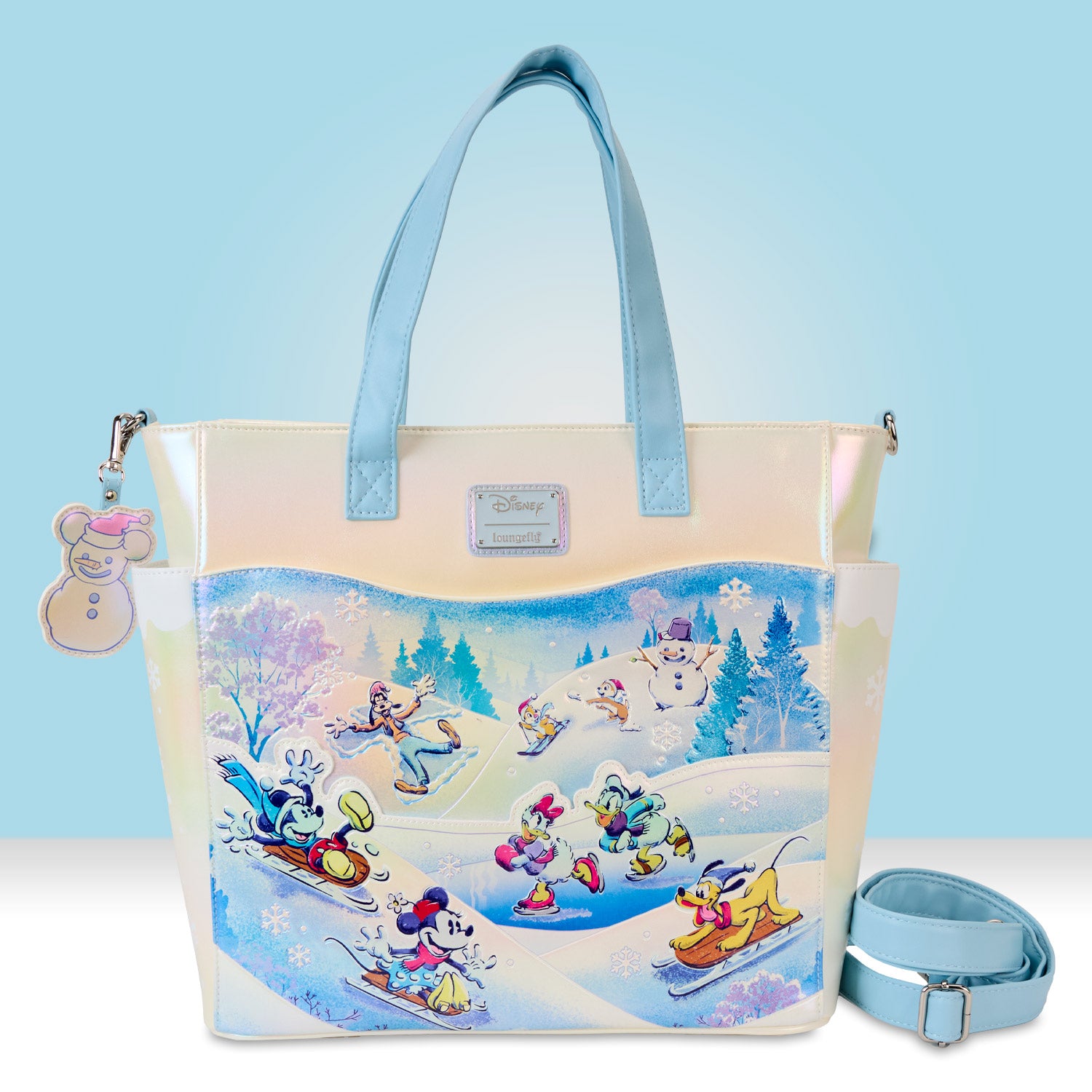 Loungefly x Disney Mickey And Friends Winter Wonderland Scene Convertible Tote