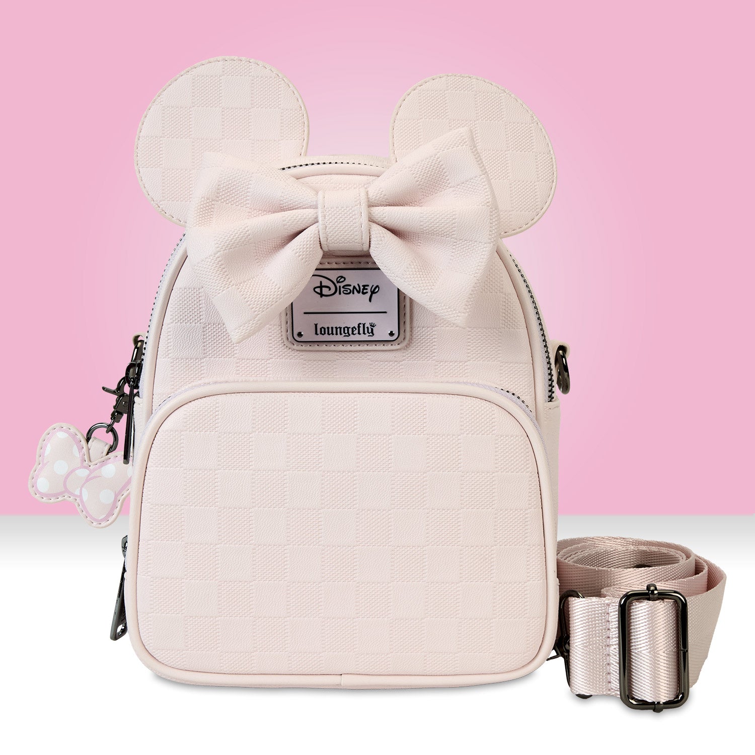 Loungefly x Disney Minnie Ear Pink Damier Convertible Crossbody