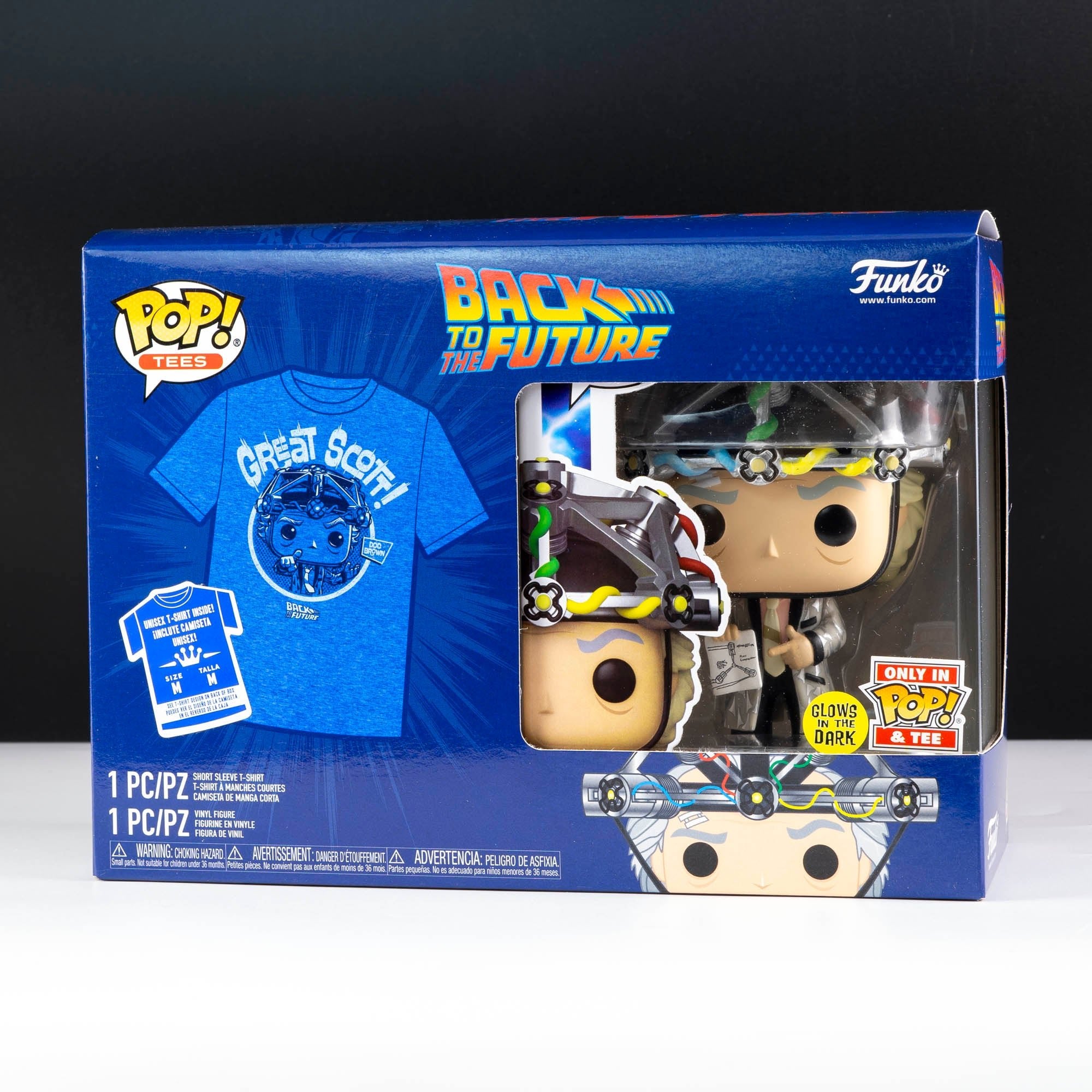 Back To The Future Doc Brown with Helmet Pop! Vinyl and Tee Set - GeekCore