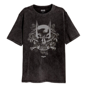 Batman Skull Crest SuperHeroes Inc. Acid Wash T - Shirt - GeekCore