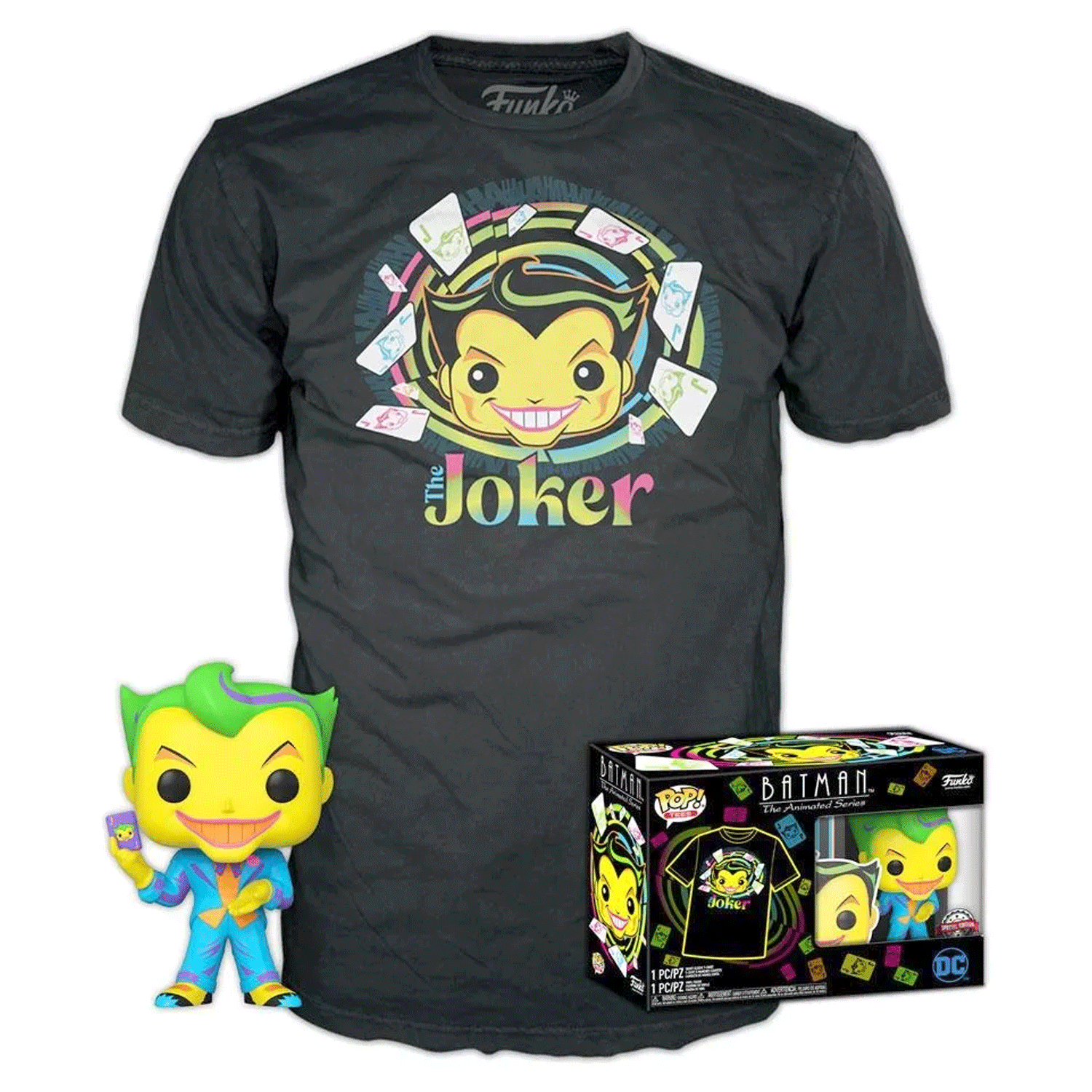 DC Comics Joker Blacklight Pop! Vinyl and Tee Set - GeekCore