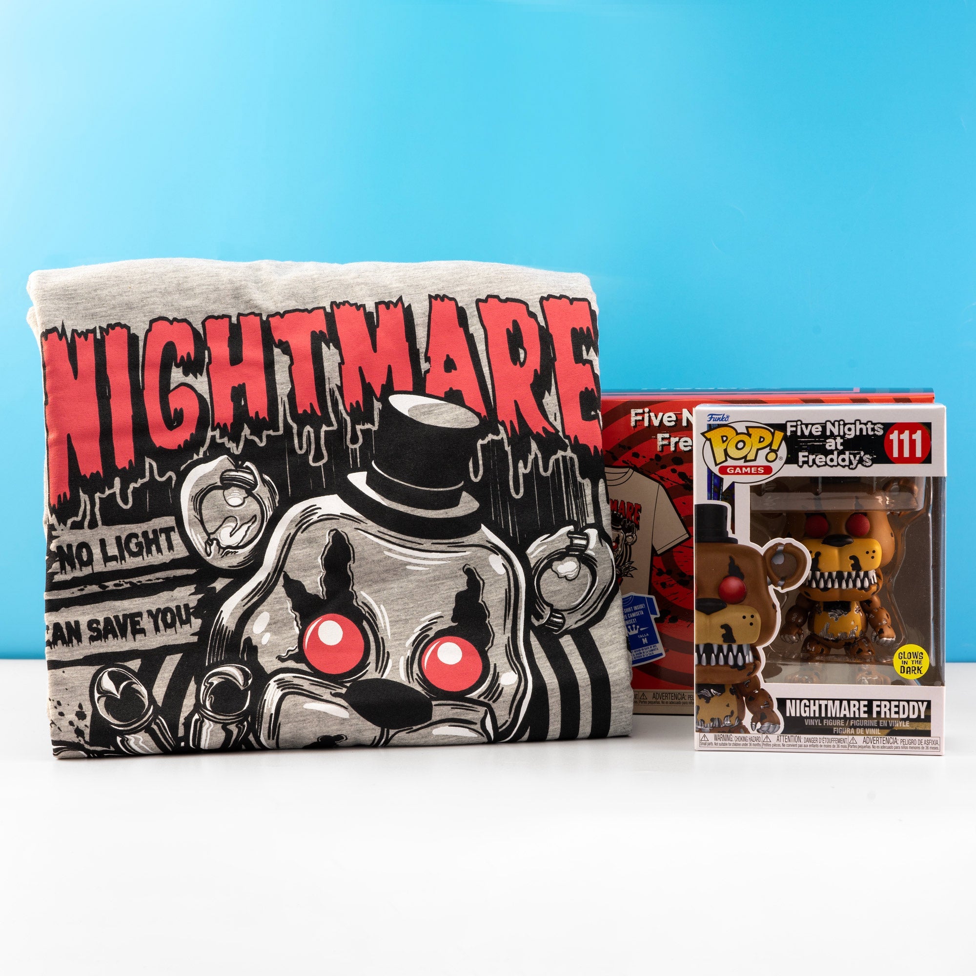 FNAF Nightmare Freddy Pop! Vinyl and Tee Set - GeekCore