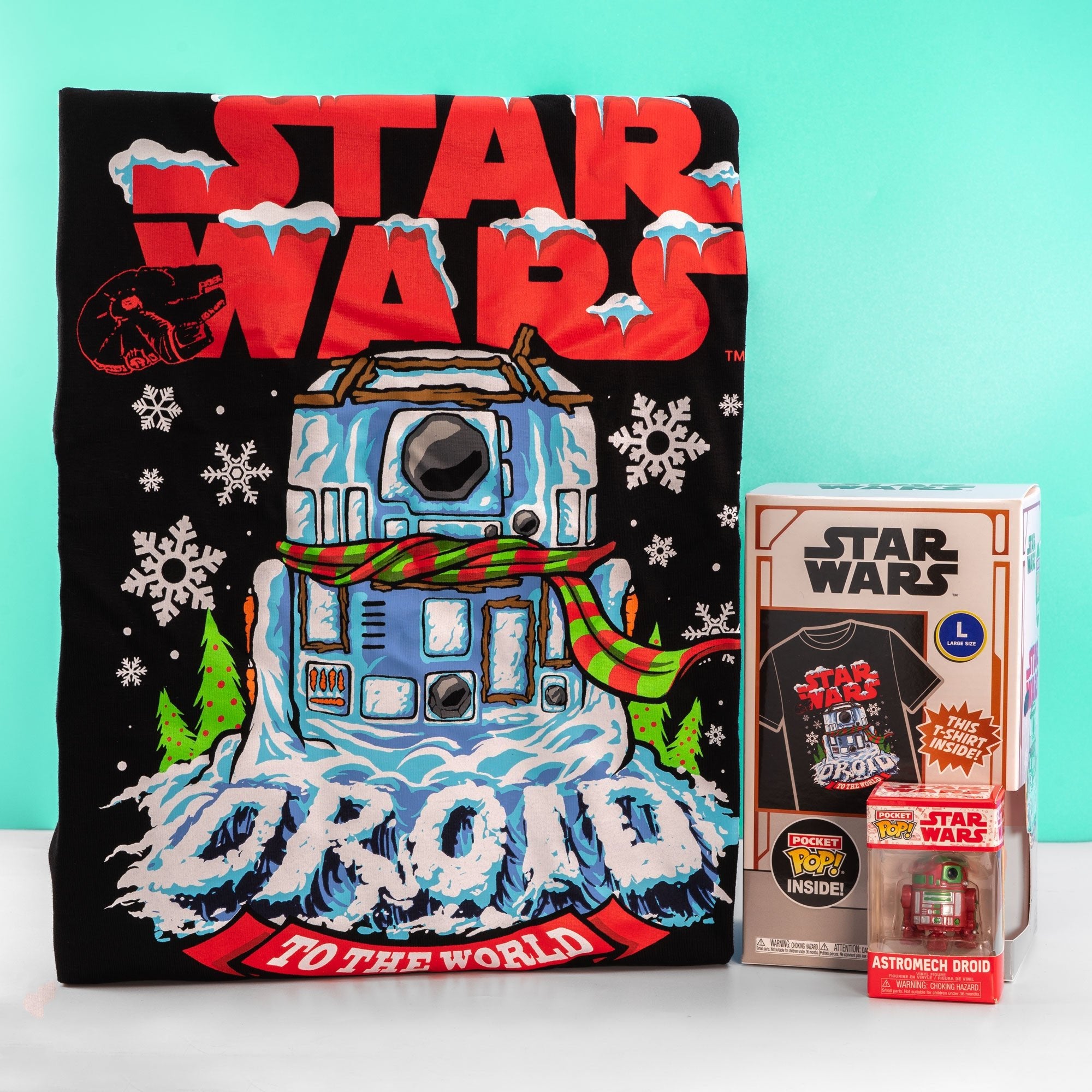 Holiday R2 - D2 Pocket Funko Pop! Vinyl and Tee Set for Kids - GeekCore