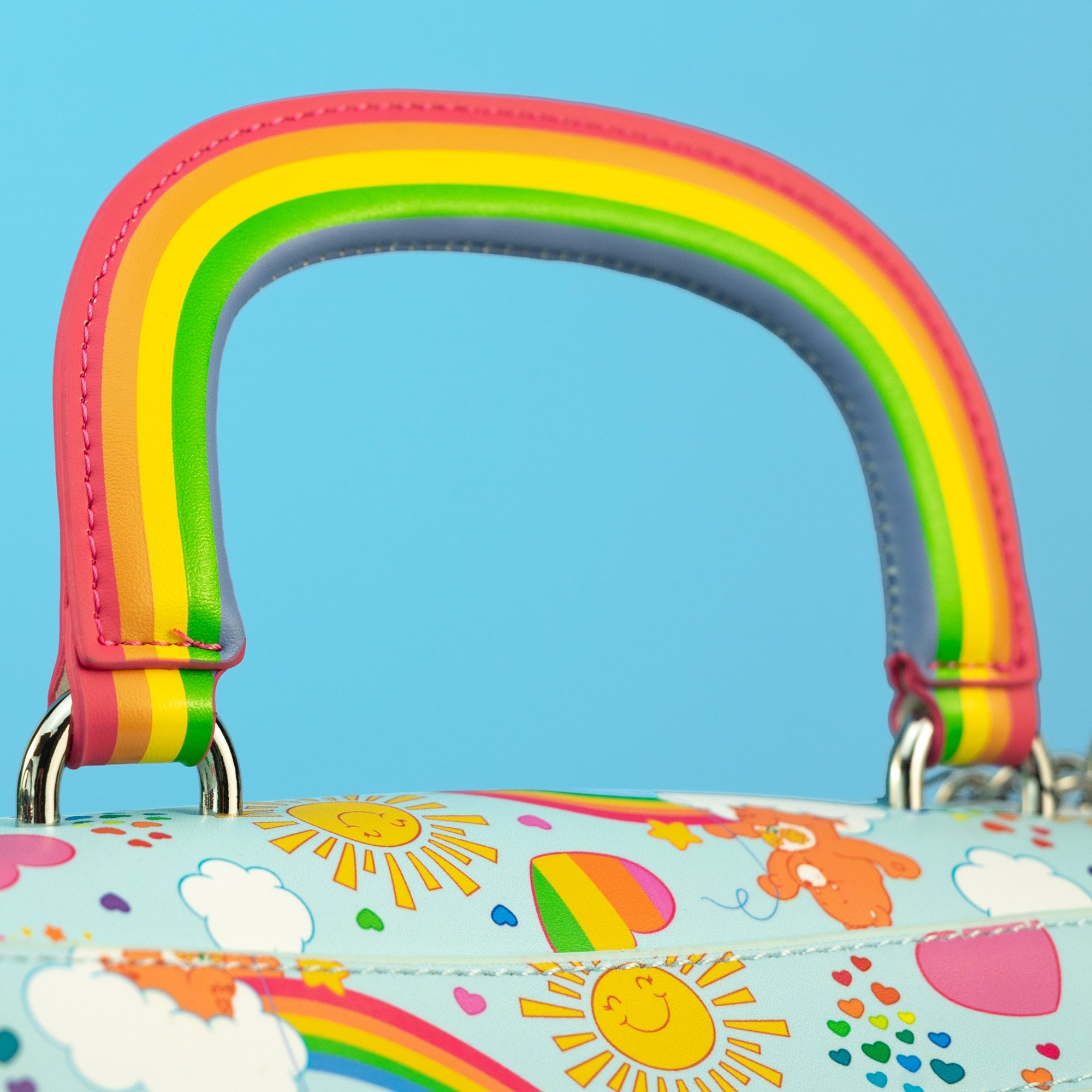 Loungefly x Care Bears All Over Print Rainbow Handle Crossbody Bag - GeekCore