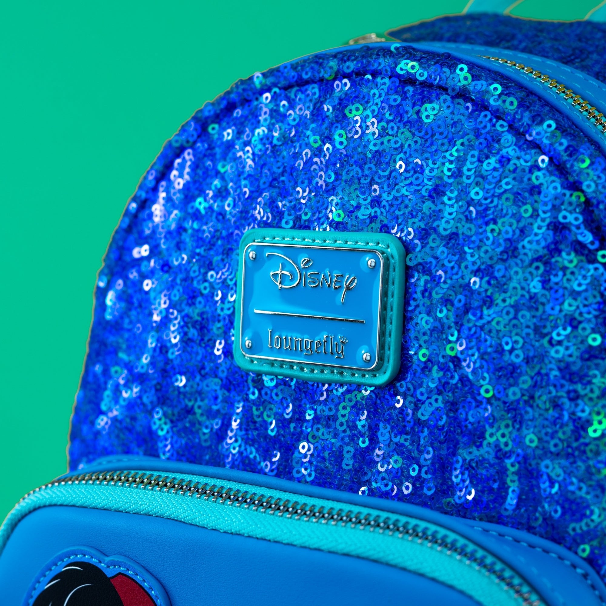 Loungefly x Disney Aladdin, Jasmine and Rajah Blue Sequin Mini Backpack - GeekCore