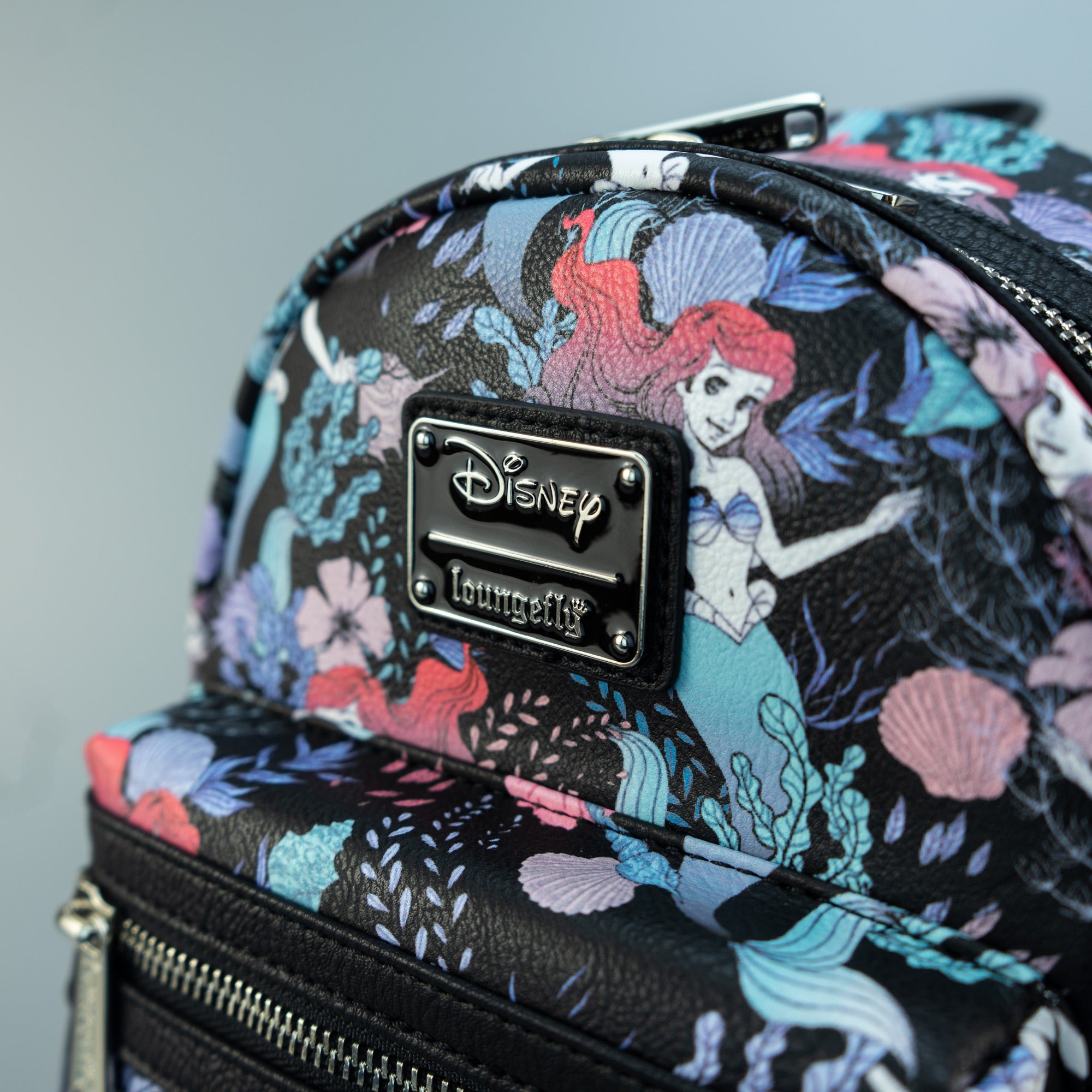 Loungefly x Disney Ariel Black Floral Print Mini Backpack - GeekCore