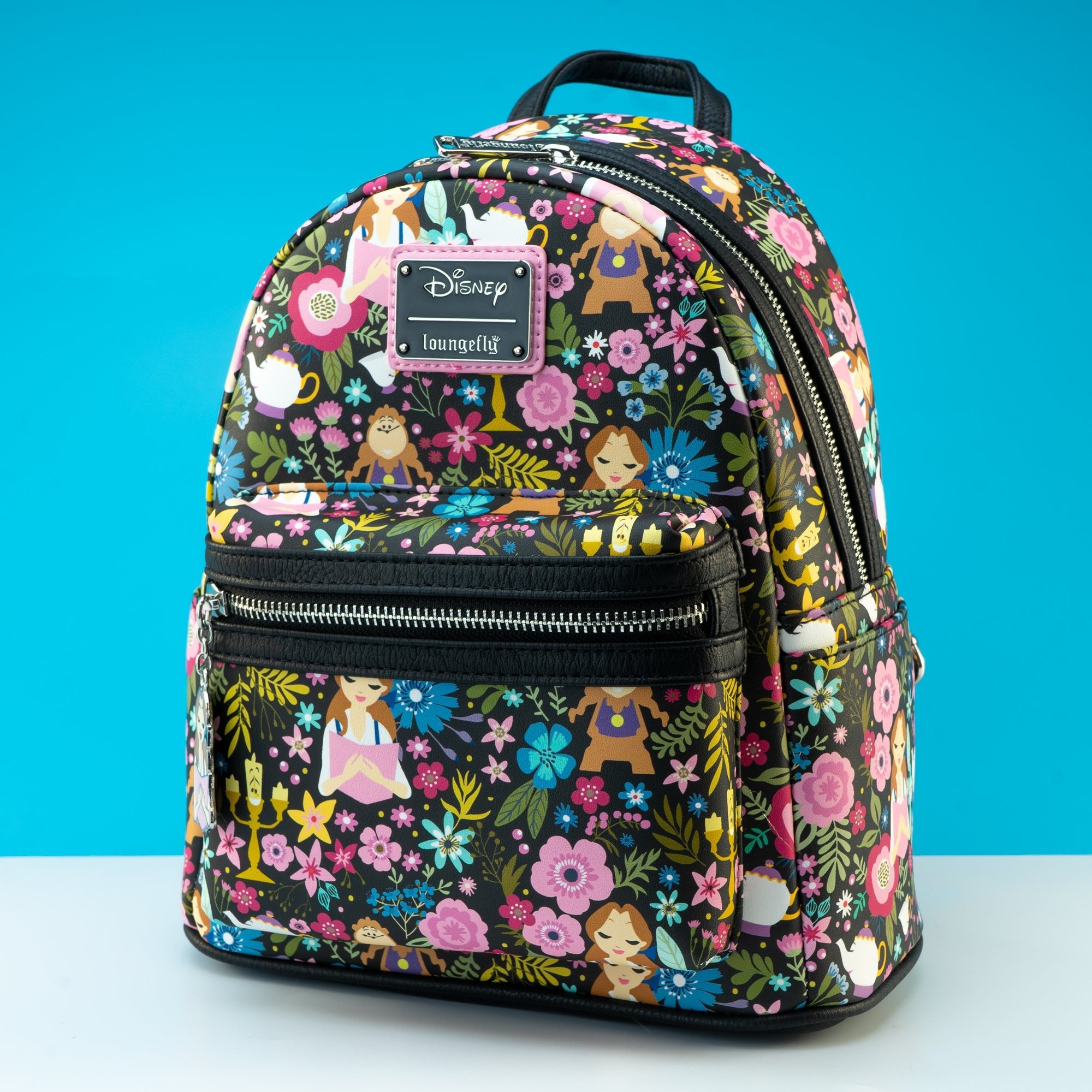 Loungefly x Disney Beauty and The Beast Belle Floral Print Mini Backpack - GeekCore