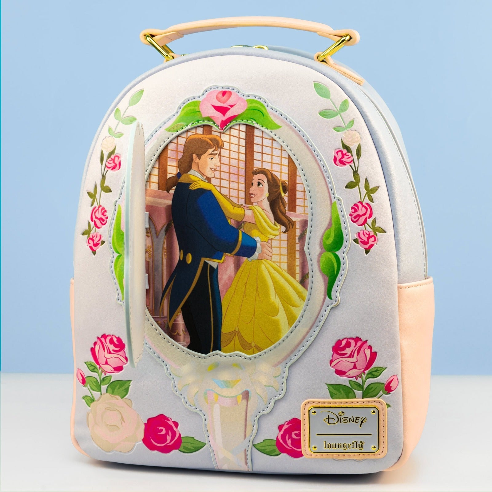 Loungefly x Disney Beauty and The Beast Floral Mirror Mini Backpack - GeekCore