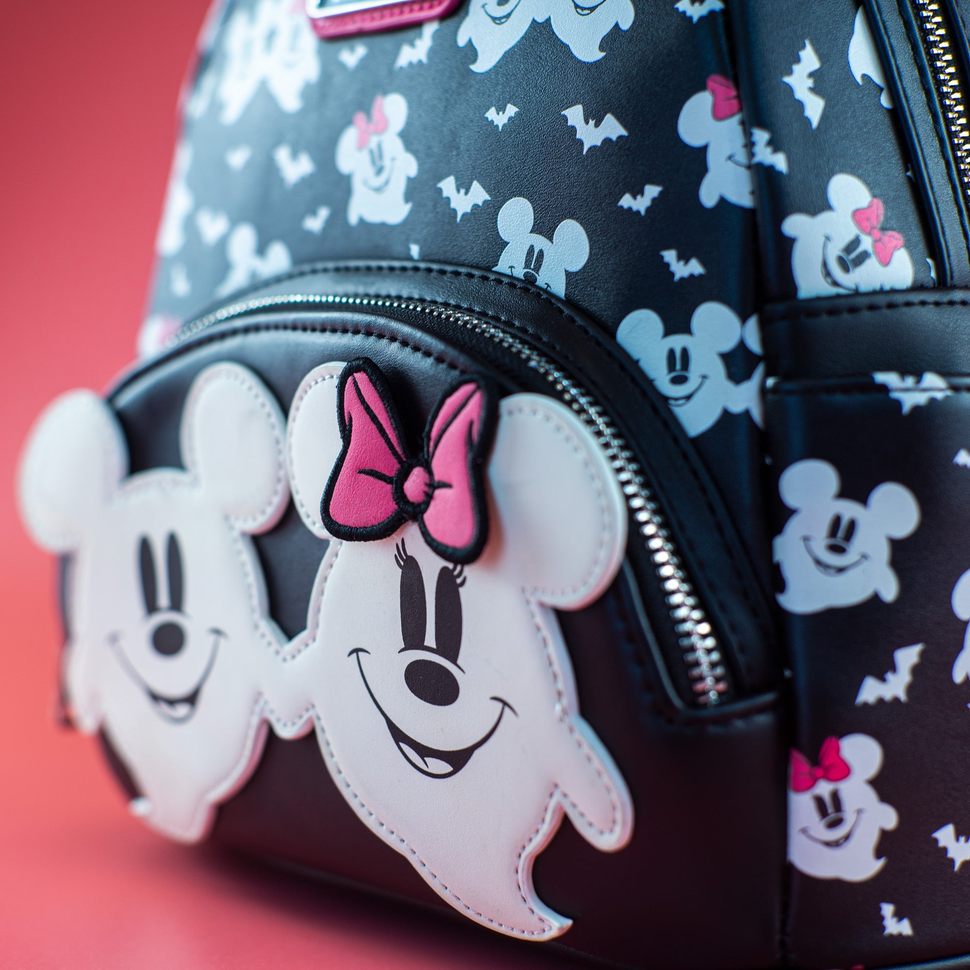 Loungefly x Disney Ghost Mickey and Minnie Glow in the Dark Print Mini Backpack - GeekCore