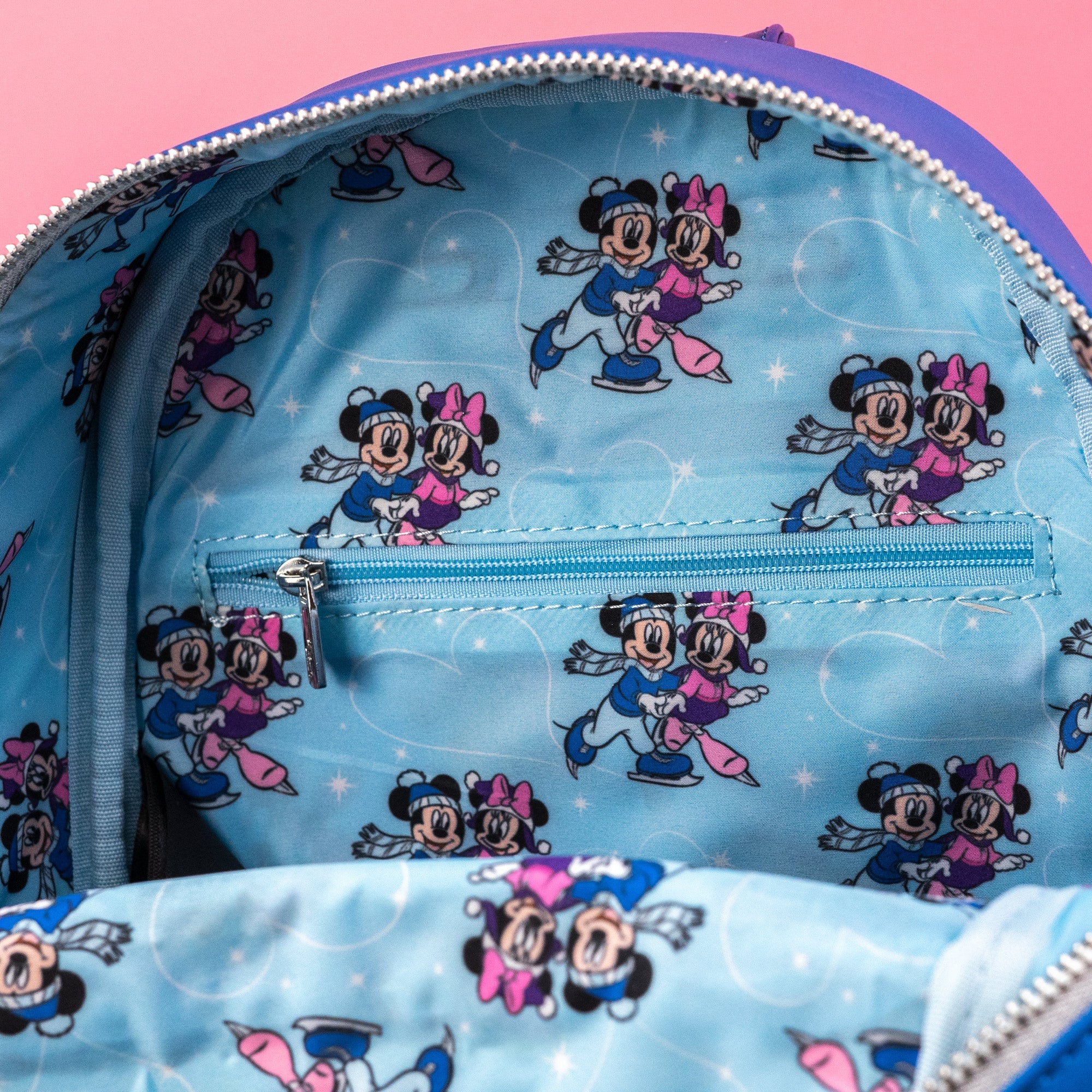 Loungefly x Disney Mickey and Minnie Mouse Winter Ice Skating Mini Backpack - GeekCore