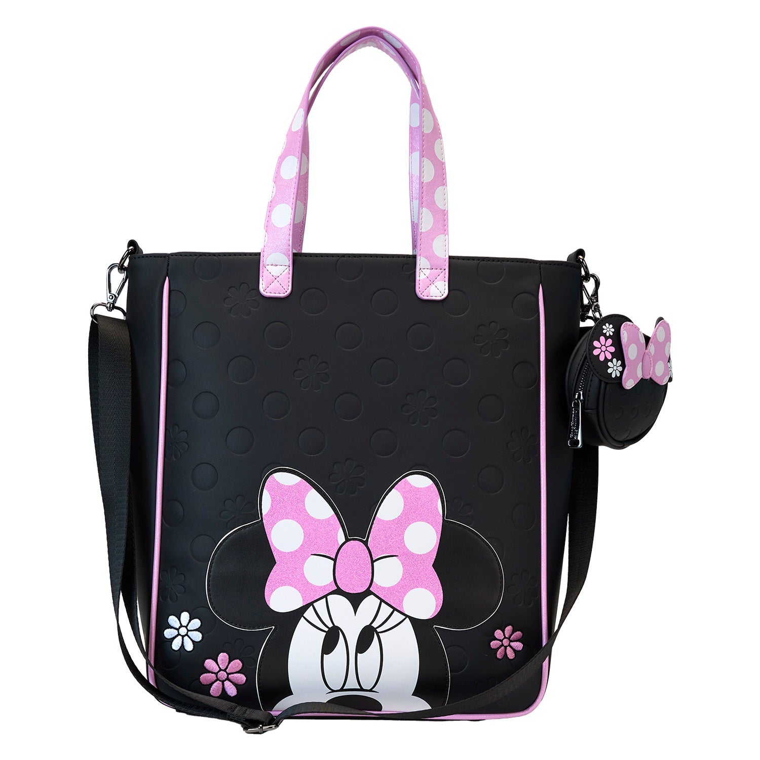 Loungefly x Disney Minnie Floral Rock the Dots Tote Bag with Coin Bag - GeekCore