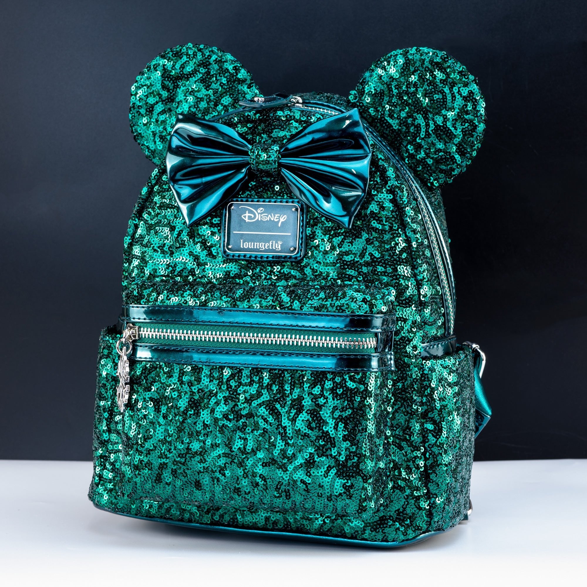 Loungefly x Disney Minnie Mouse Emerald Green Sequin Mini Backpack - GeekCore