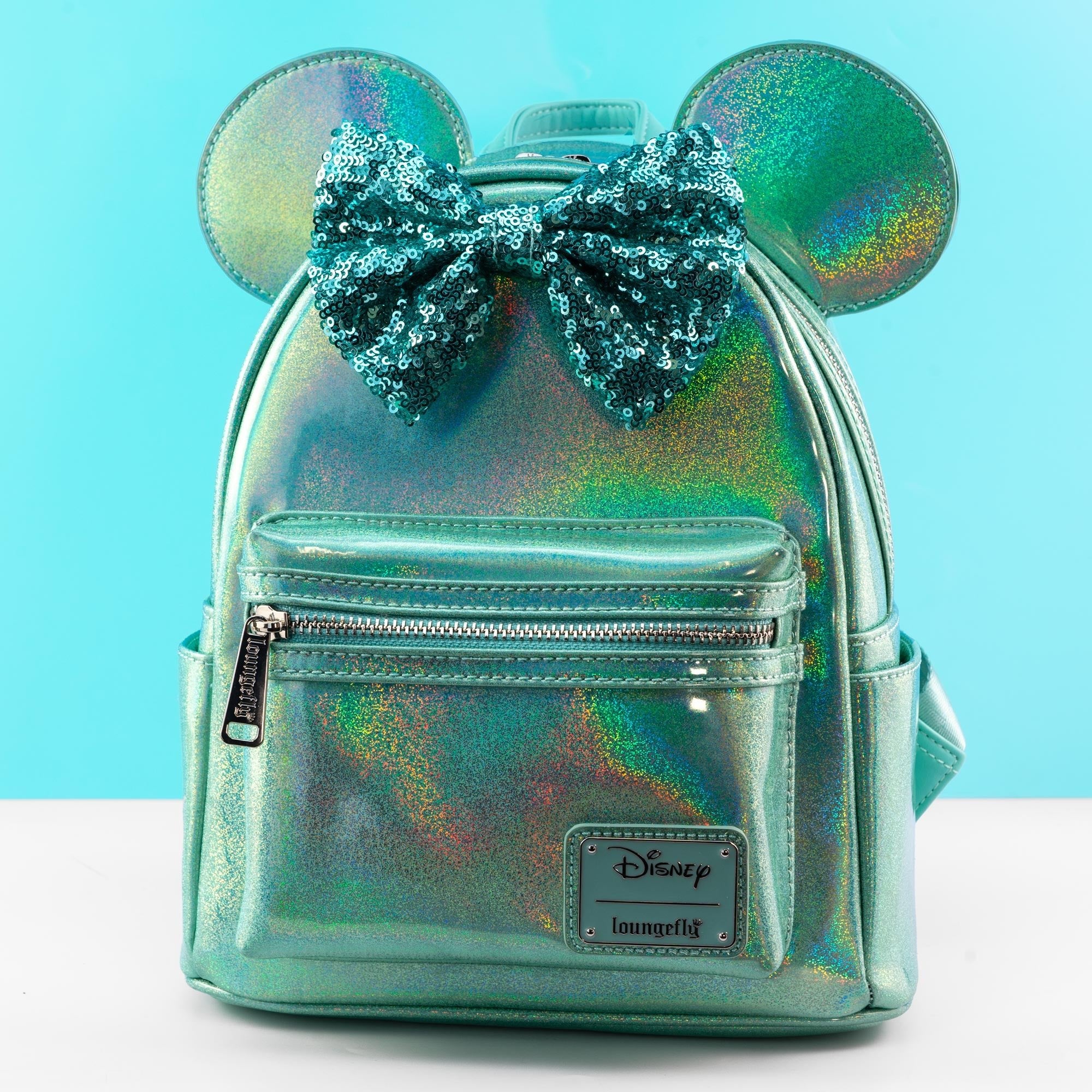 Loungefly x Disney Minnie Mouse Holographic Jade Sequin Mini Backpack - GeekCore