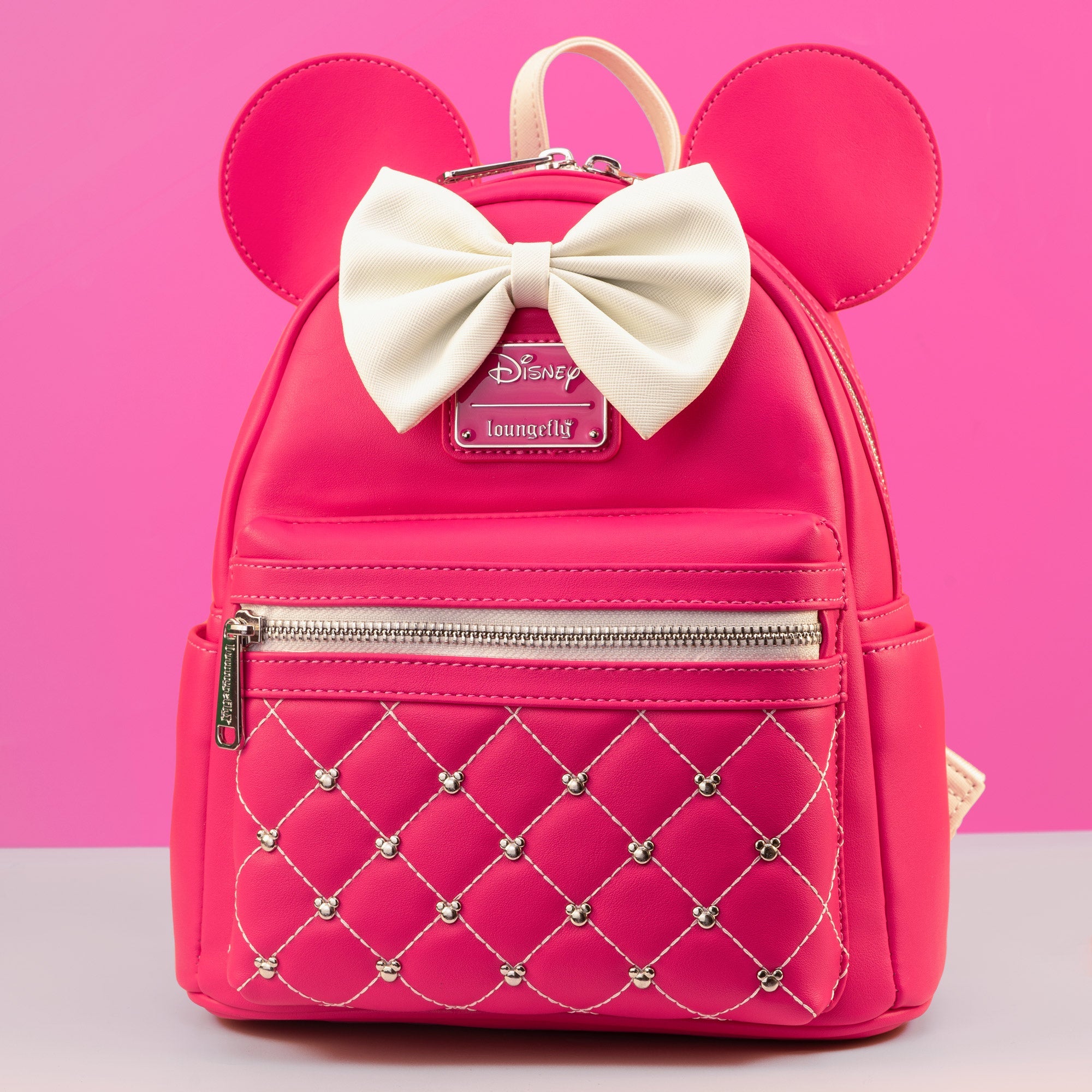 Loungefly x Disney Minnie Mouse Hot - Pink ‘Glowberry’ Quilted Mini Backpack - GeekCore