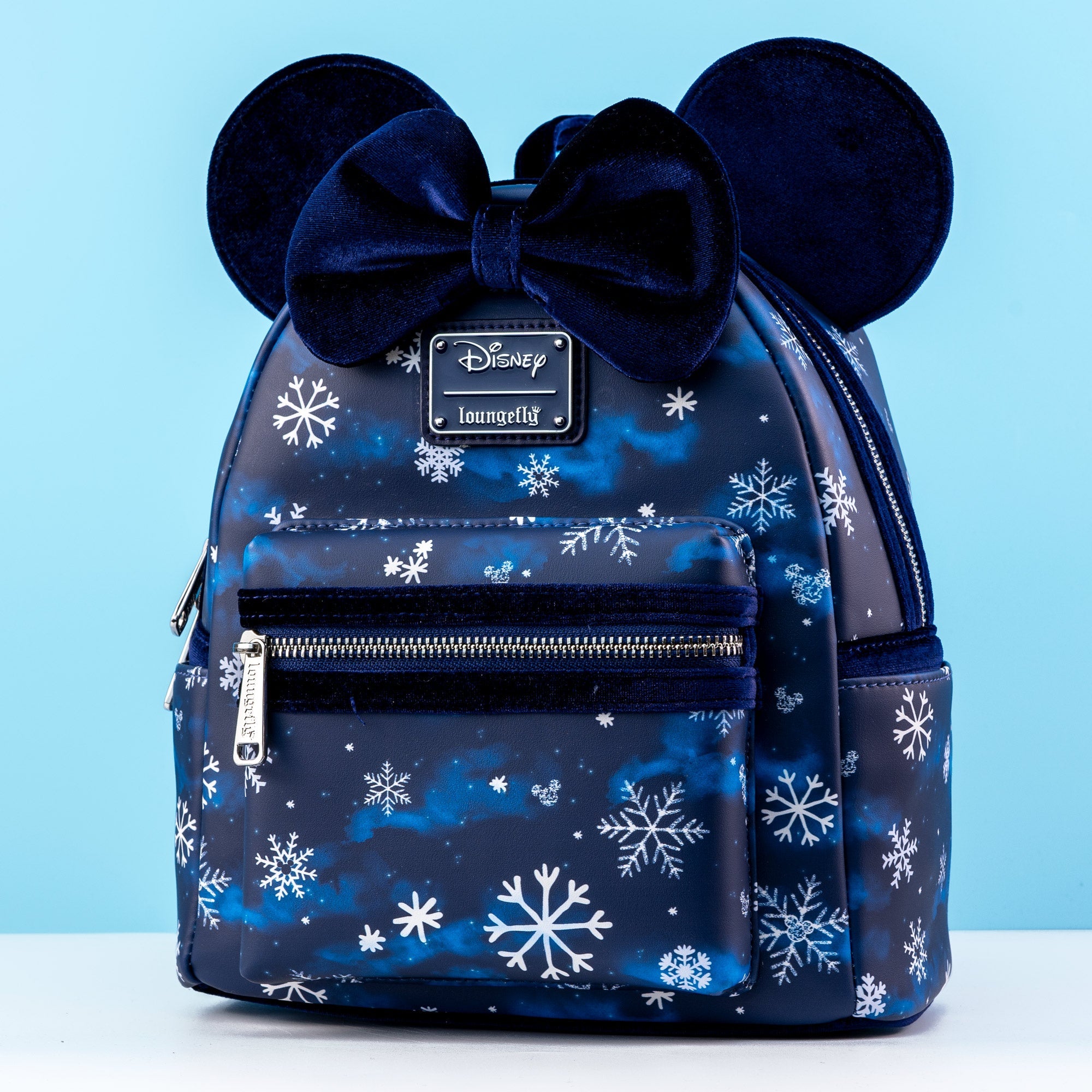 Loungefly x Disney Minnie Mouse Velvet Snowflakes Mini Backpack