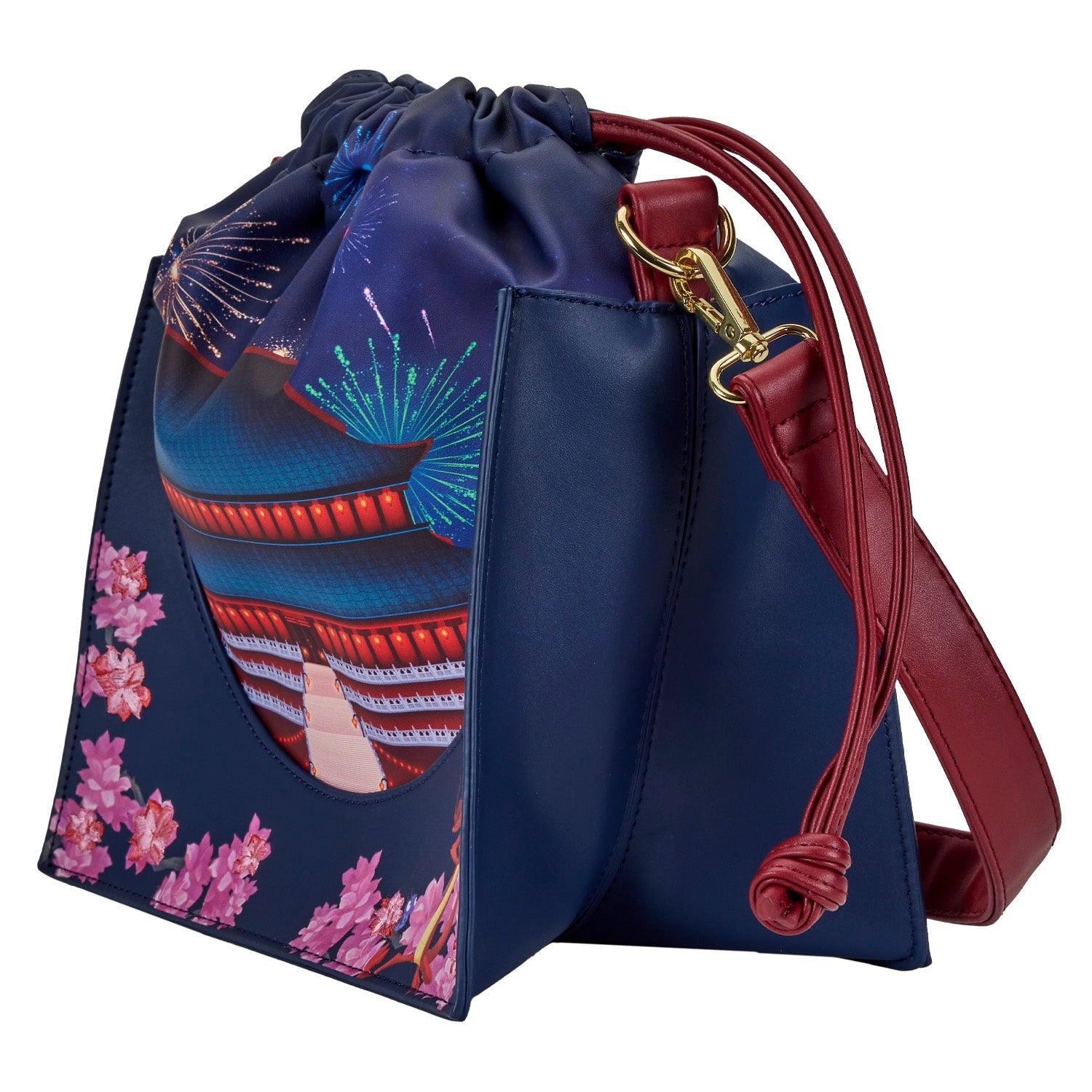 Loungefly x Disney Mulan Castle Cinch Sack Crossbody Bag - GeekCore