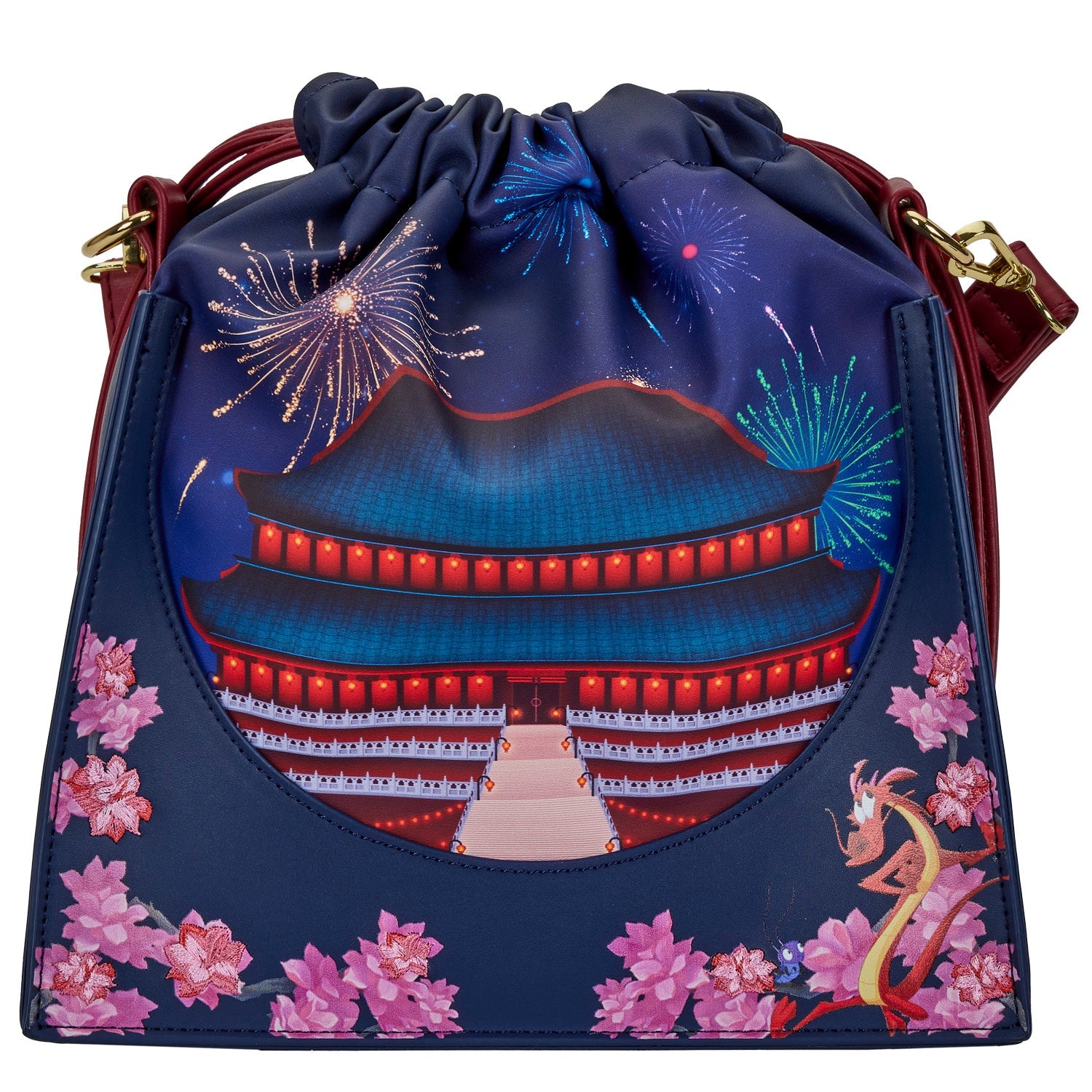 Loungefly x Disney Mulan Castle Cinch Sack Crossbody Bag - GeekCore