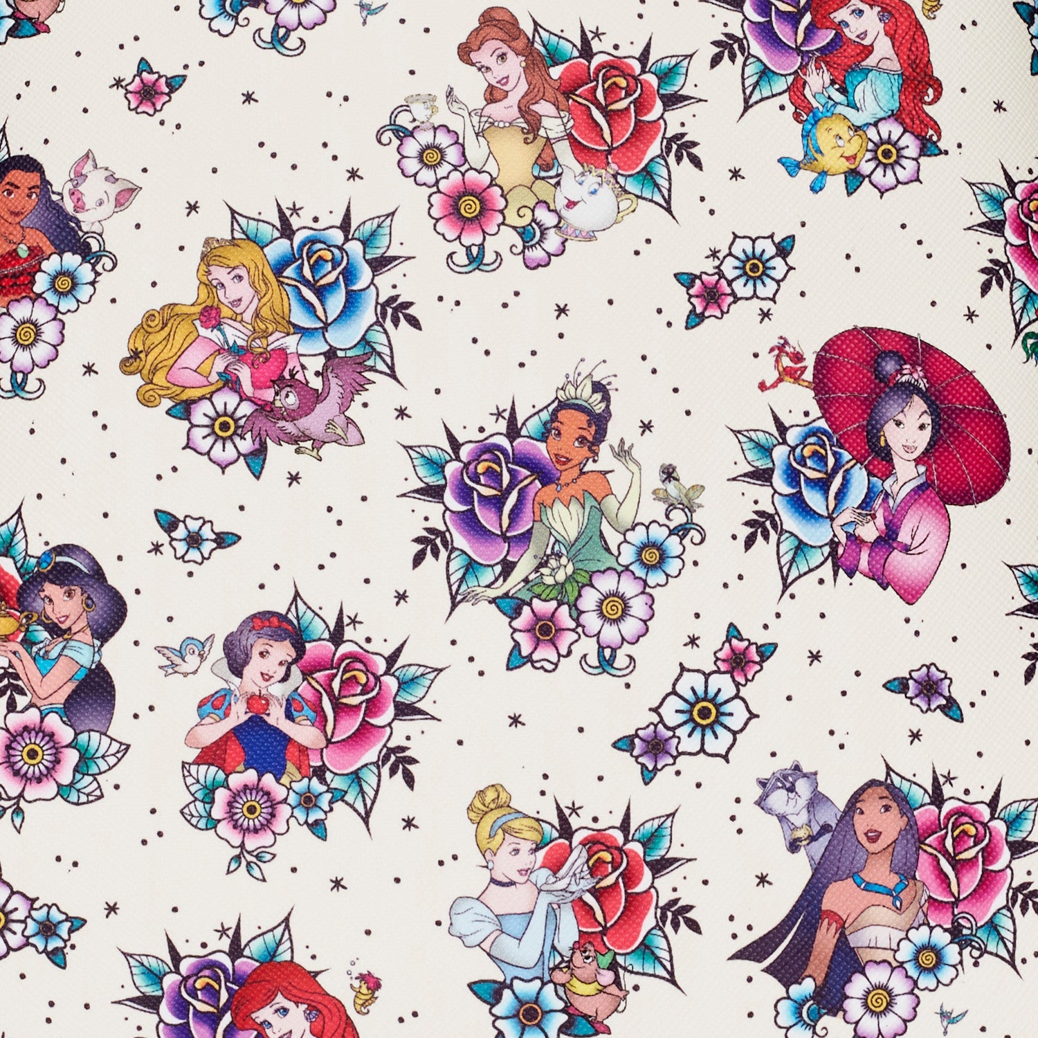 Loungefly x Disney Princess Tattoo All Over Print Mini Backpack - GeekCore