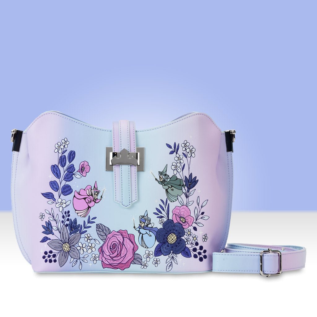 Loungefly x Disney Sleeping Beauty 65th Anniversary Floral Crown Crossbody Bag - GeekCore