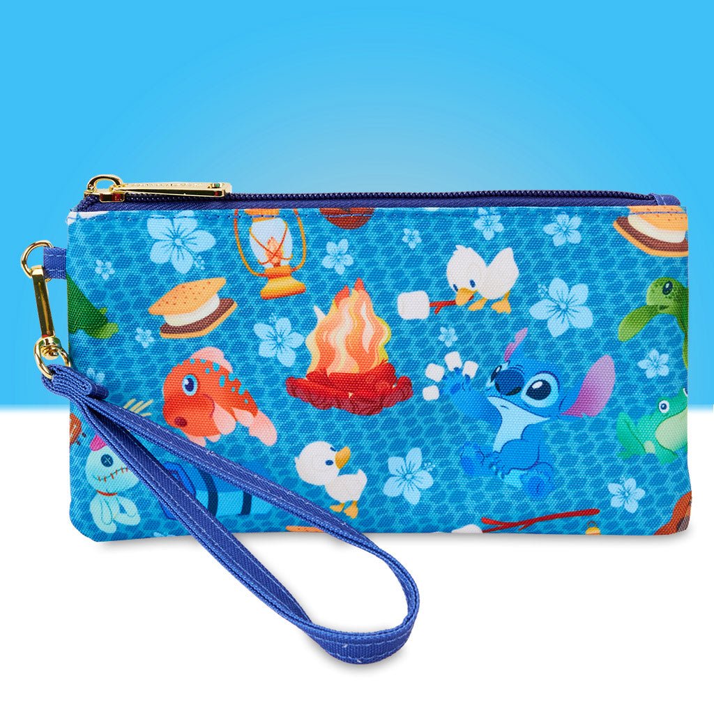 Loungefly x Disney Stitch Camping Cuties AOP Nylon Wristlet - GeekCore