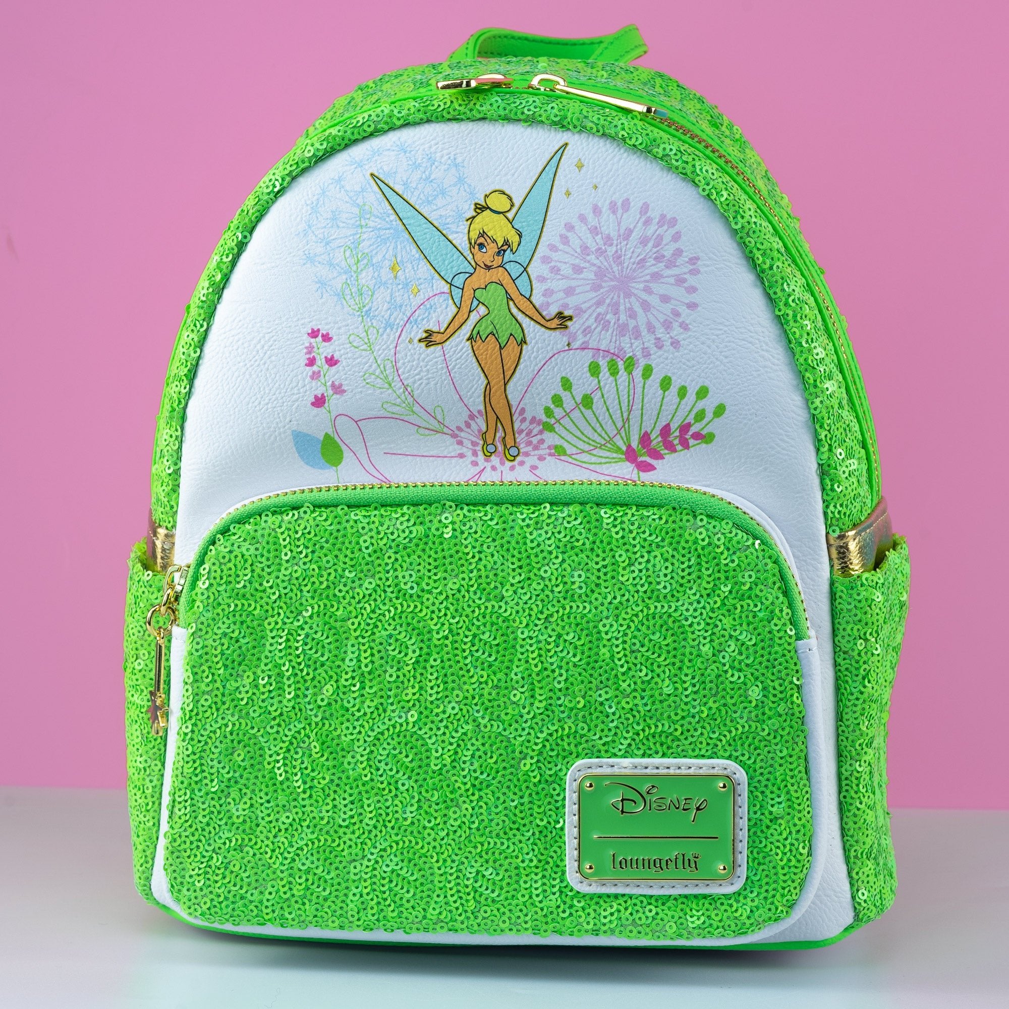 Loungefly x Disney Tinkerbell Green Sequin Mini Backpack