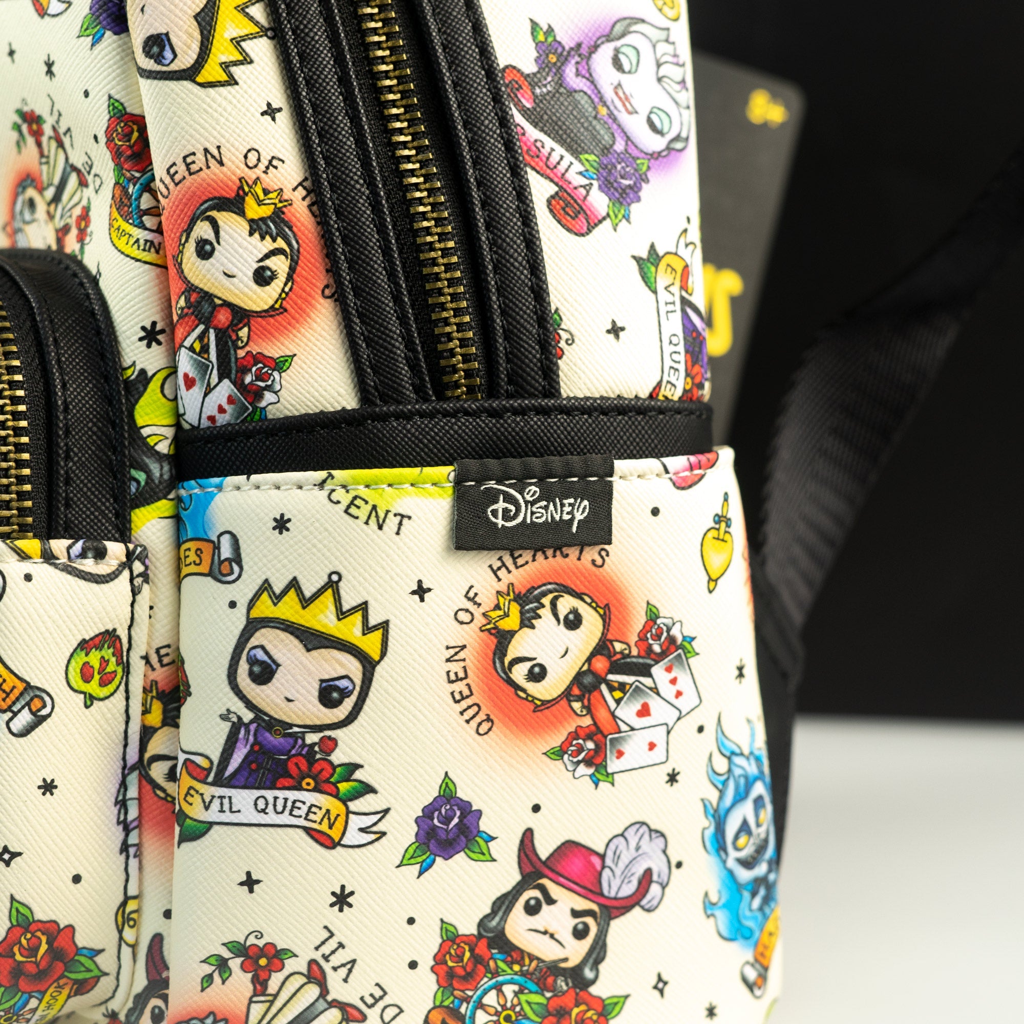 Loungefly x Disney Villains Pop Tattoo All Over Print Mini Backpack - GeekCore