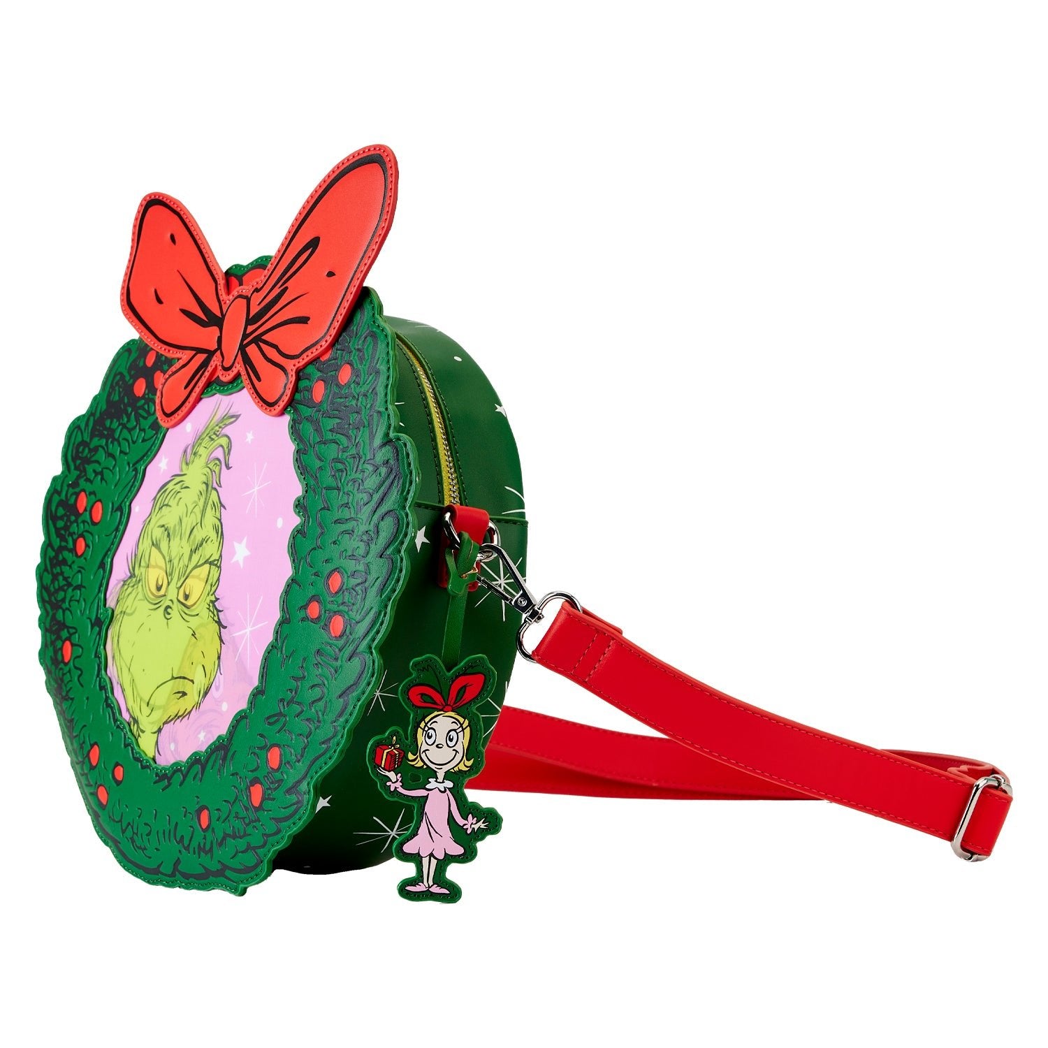 Loungefly x Dr Seuss Grinch Holiday Wreath Figural Crossbody Bag - GeekCore