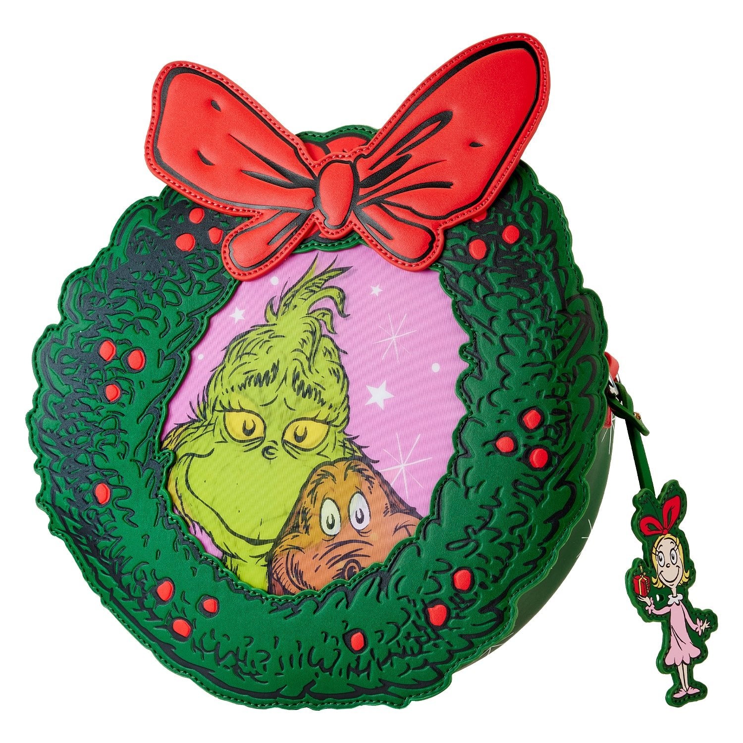 Loungefly x Dr Seuss Grinch Holiday Wreath Figural Crossbody Bag - GeekCore