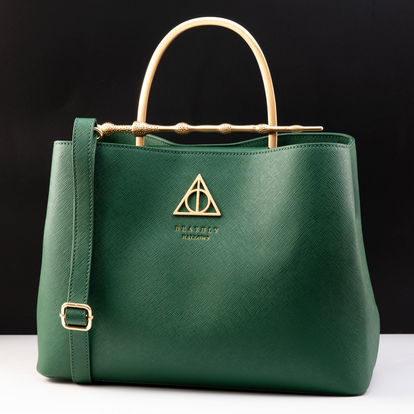 Loungefly x Harry Potter House Slytherin Green Saffiano Elder Wand Crossbody Handbag - GeekCore