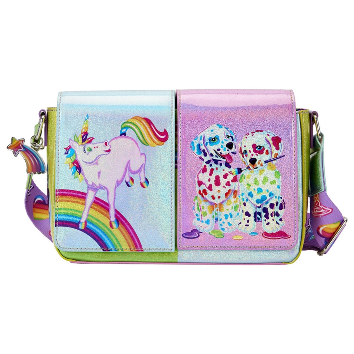 Loungefly x Lisa Frank Glitter Colour Block Crossbody Bag - GeekCore