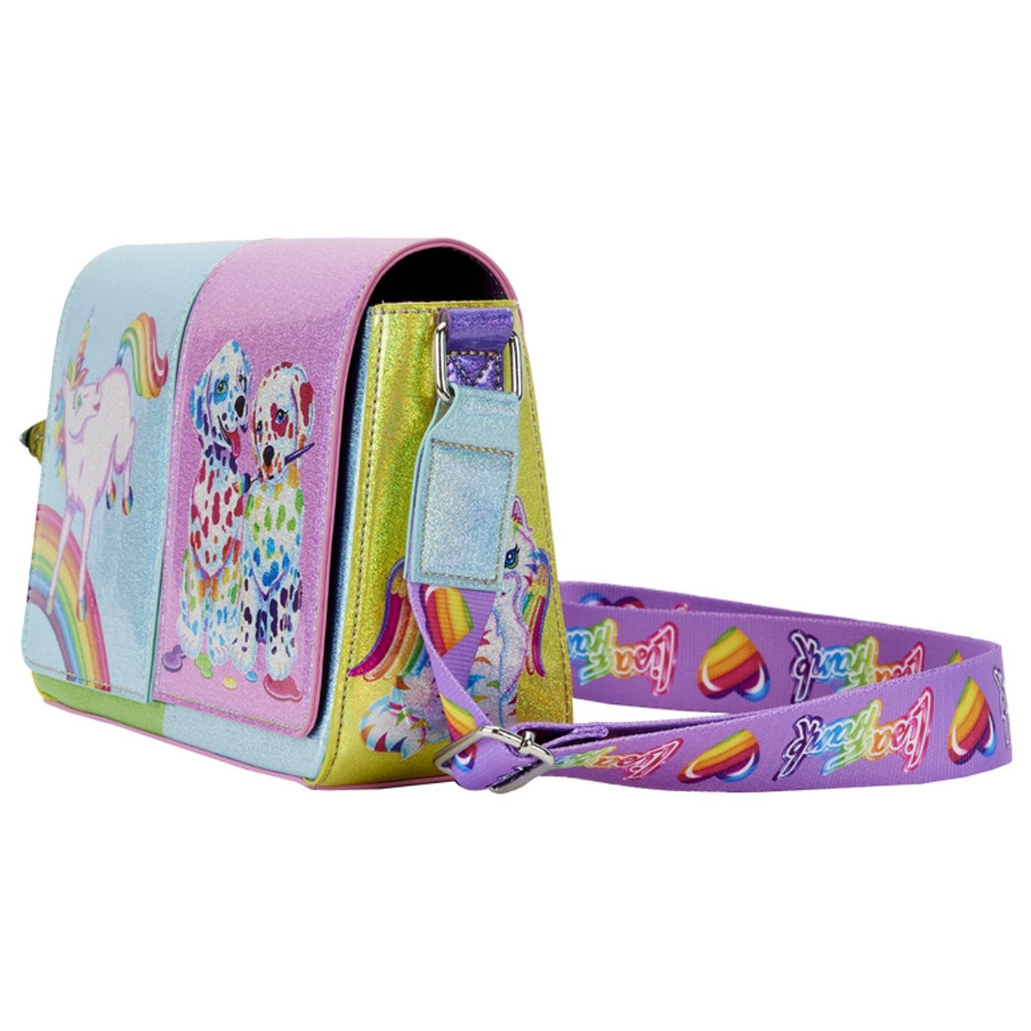 Loungefly x Lisa Frank Glitter Colour Block Crossbody Bag - GeekCore