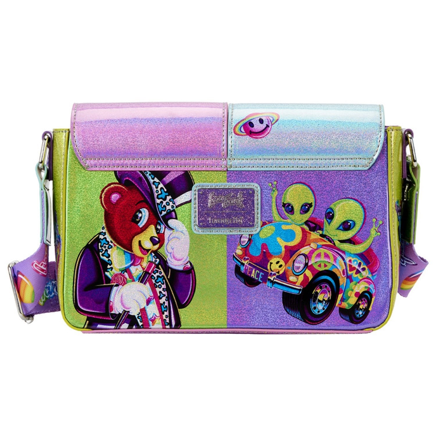 Loungefly x Lisa Frank Glitter Colour Block Crossbody Bag - GeekCore