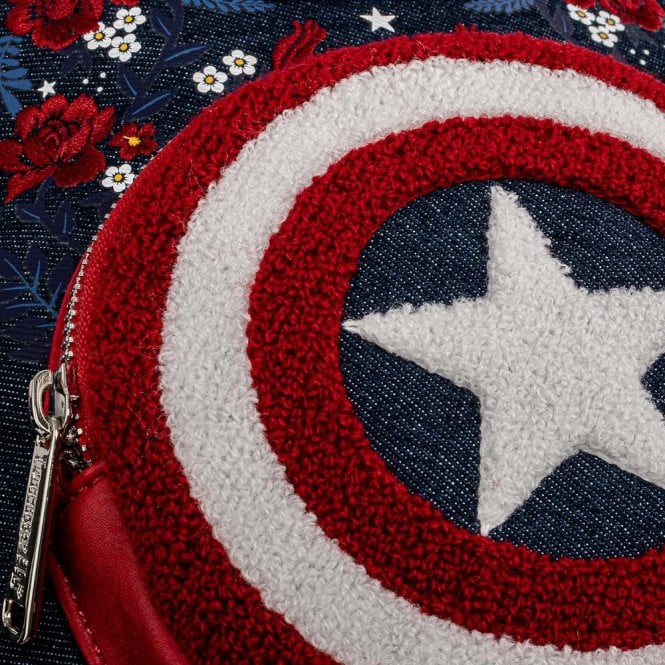 Loungefly x Marvel Captain America 80th Anniversary Floral Shield Mini Backpack - GeekCore