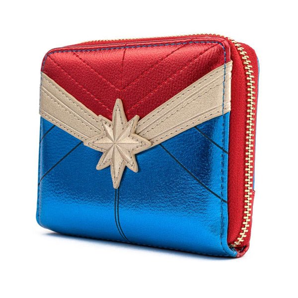 Loungefly x Marvel Captain Marvel Metallic Zip Around Purse - GeekCore