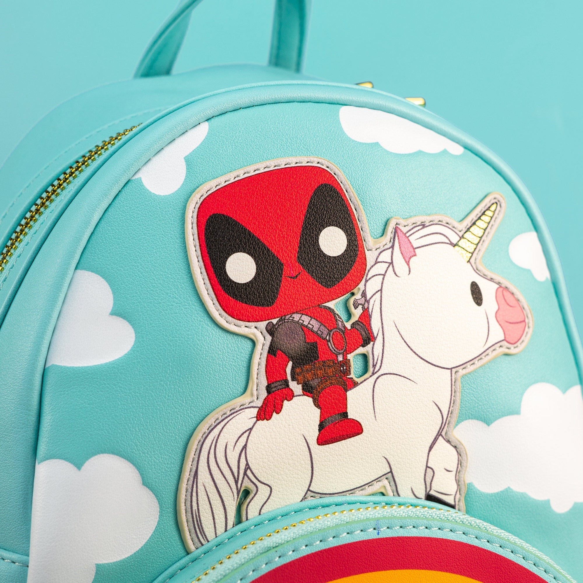 Loungefly x Marvel Deadpool 30th Anniversary Unicorn Rainbow Mini Backpack - GeekCore
