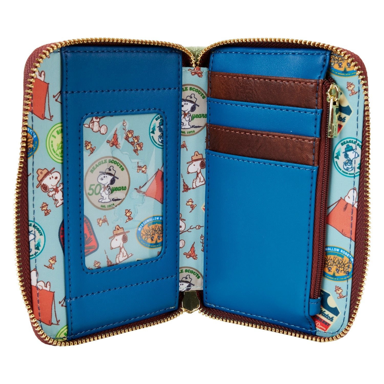 Loungefly x Peanuts Beagle Scouts 50th Anniversary Zip Around Wallet - GeekCore