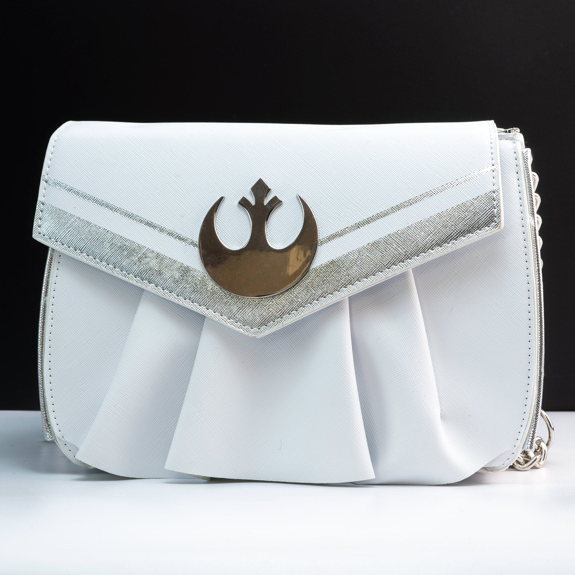 Loungefly x Star Wars Princess Leia White Cosplay Chain Strap Crossbody Bag - GeekCore