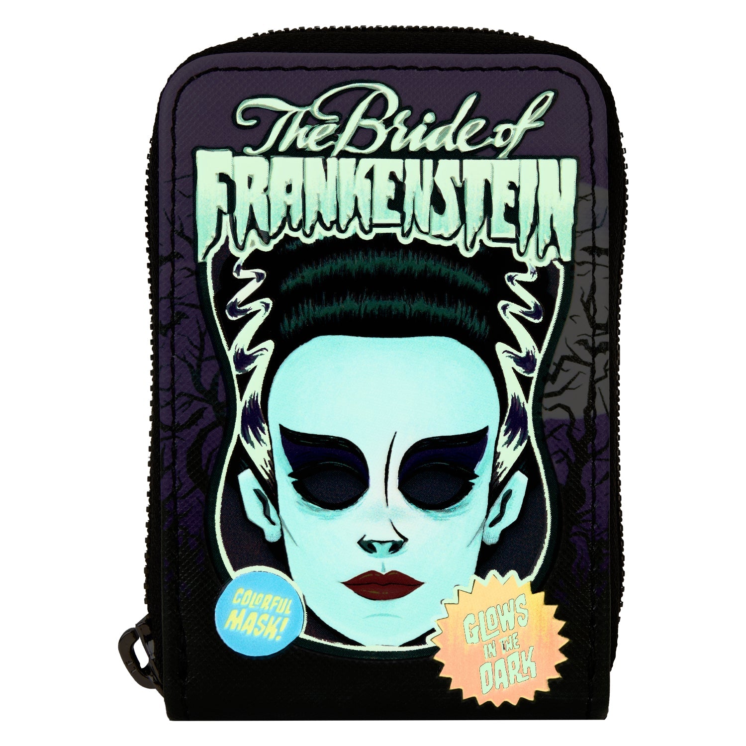 Loungefly x Universal Monsters Bride Of Frankenstein Neon Mask Zip Around Wallet - GeekCore