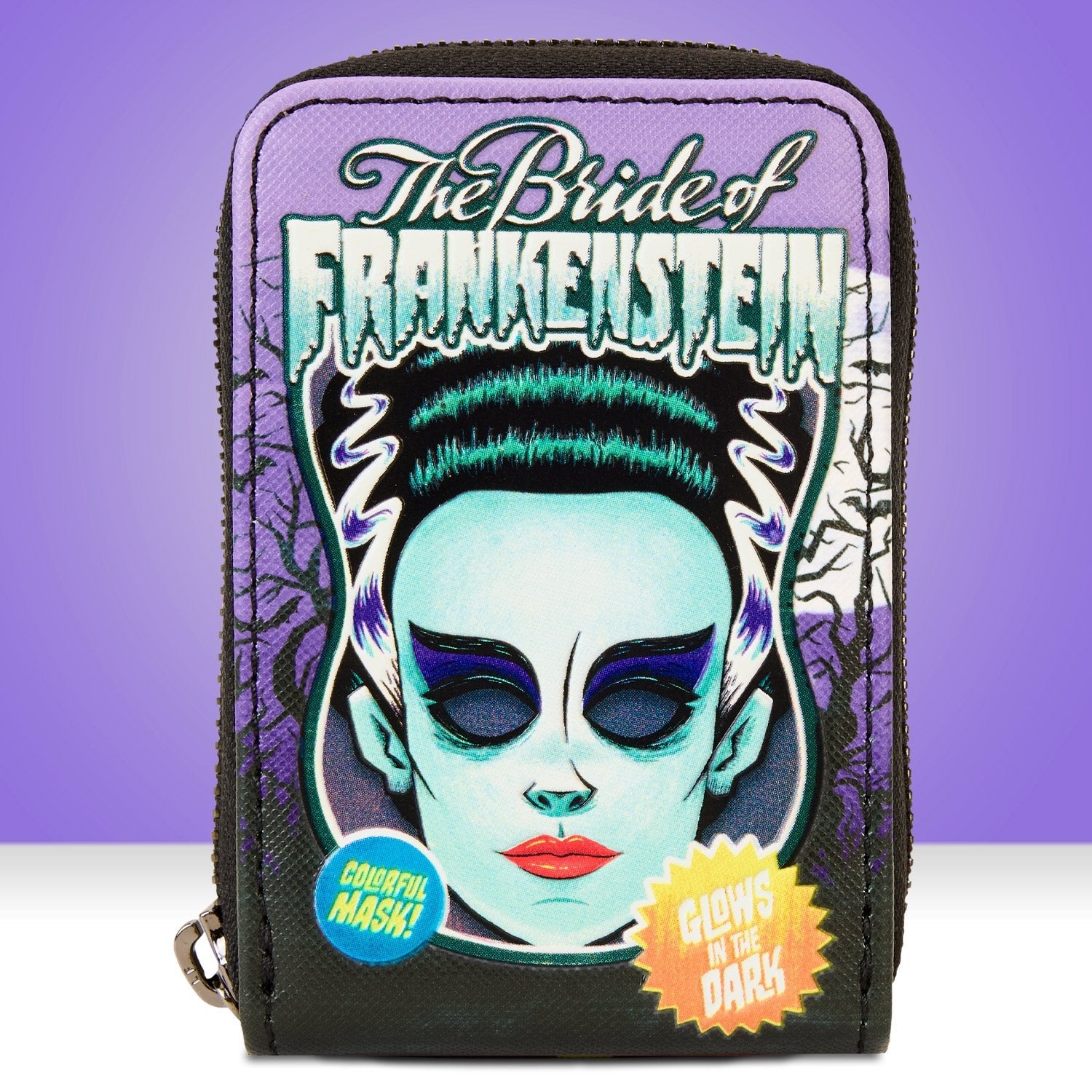 Loungefly x Universal Monsters Bride Of Frankenstein Neon Mask Zip Around Wallet - GeekCore