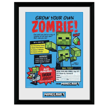 Minecraft Zombie Framed Print - GeekCore