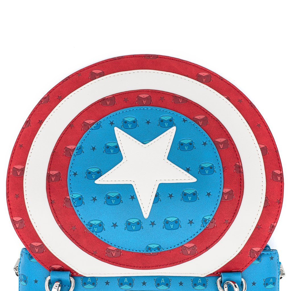 Pop! By Loungefly X Marvel Captain America Debossed Shield Crossbody Bag - GeekCore