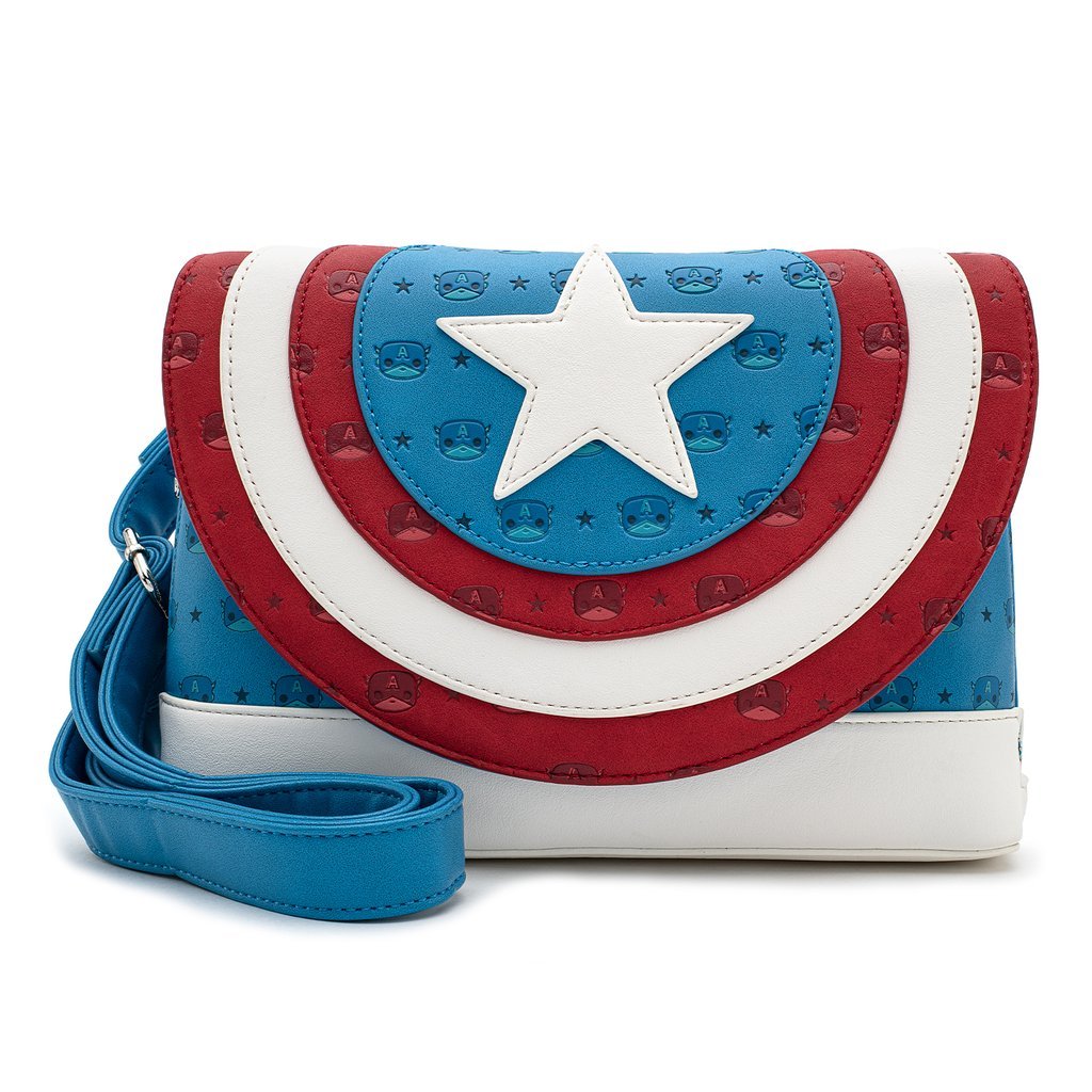 Pop! By Loungefly X Marvel Captain America Debossed Shield Crossbody Bag - GeekCore