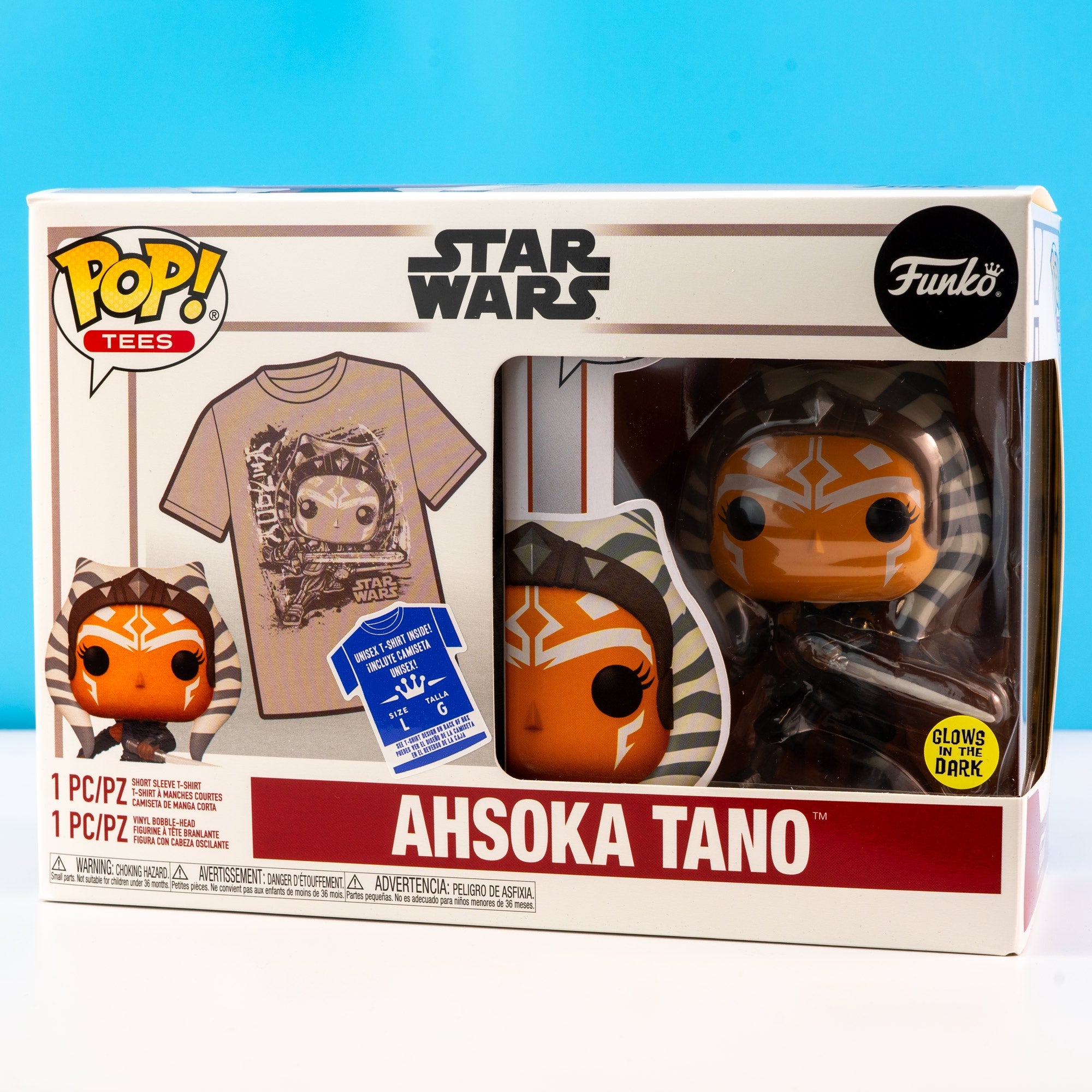 Star Wars Ahsoka Tano Glow in the Dark Pop! Vinyl and Tee Set - GeekCore