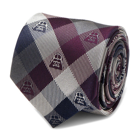 Star Wars Darth Vader Plum Plaid Silk Tie - GeekCore